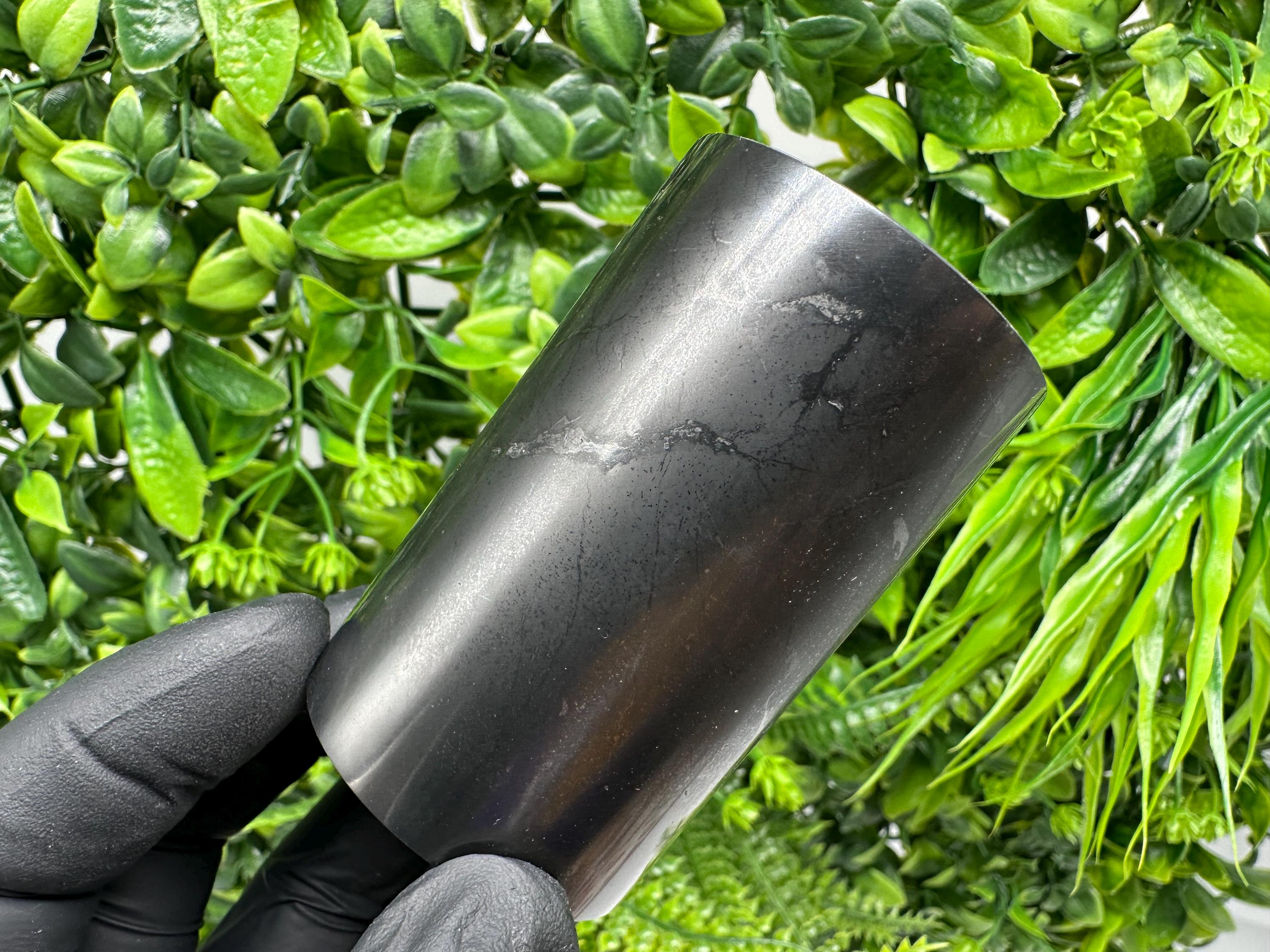 Polished Shungite Cup (60mm): Natural Karelia Stone