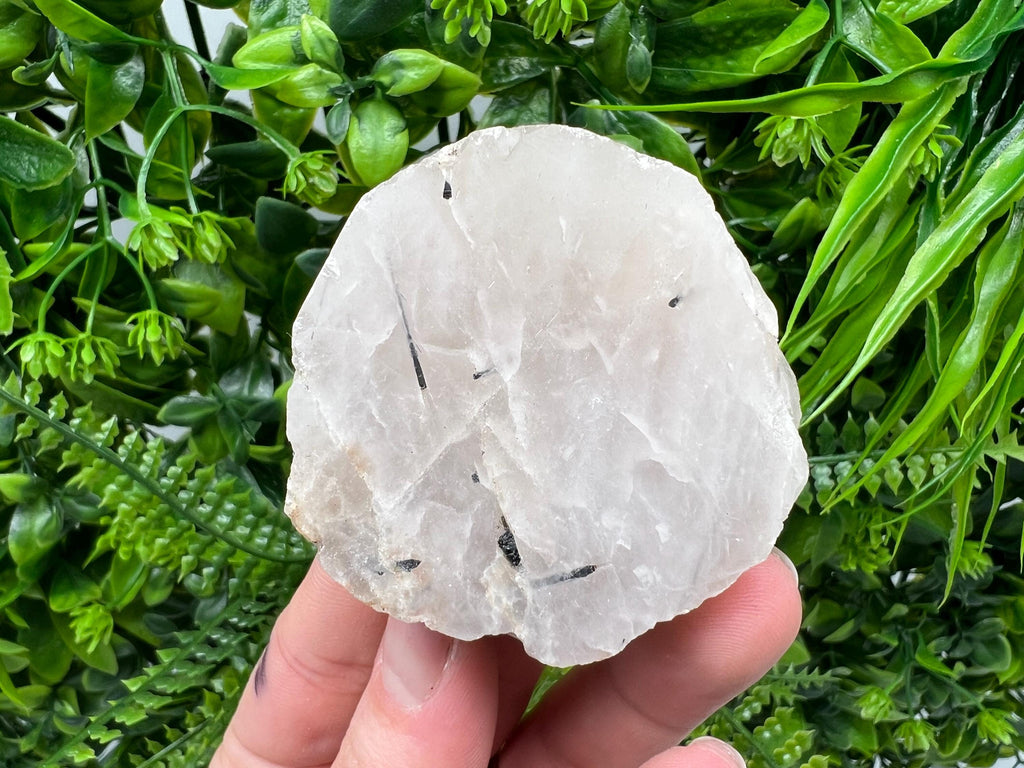 Polished Quartz Slab with Black Tourmaline Inclusions