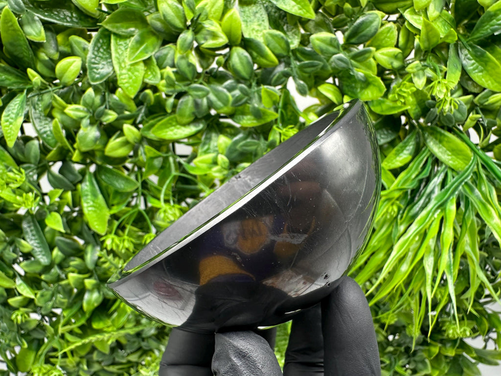 Polished Shungite Bowl 100mm: EMF Protection, Chakra Stone