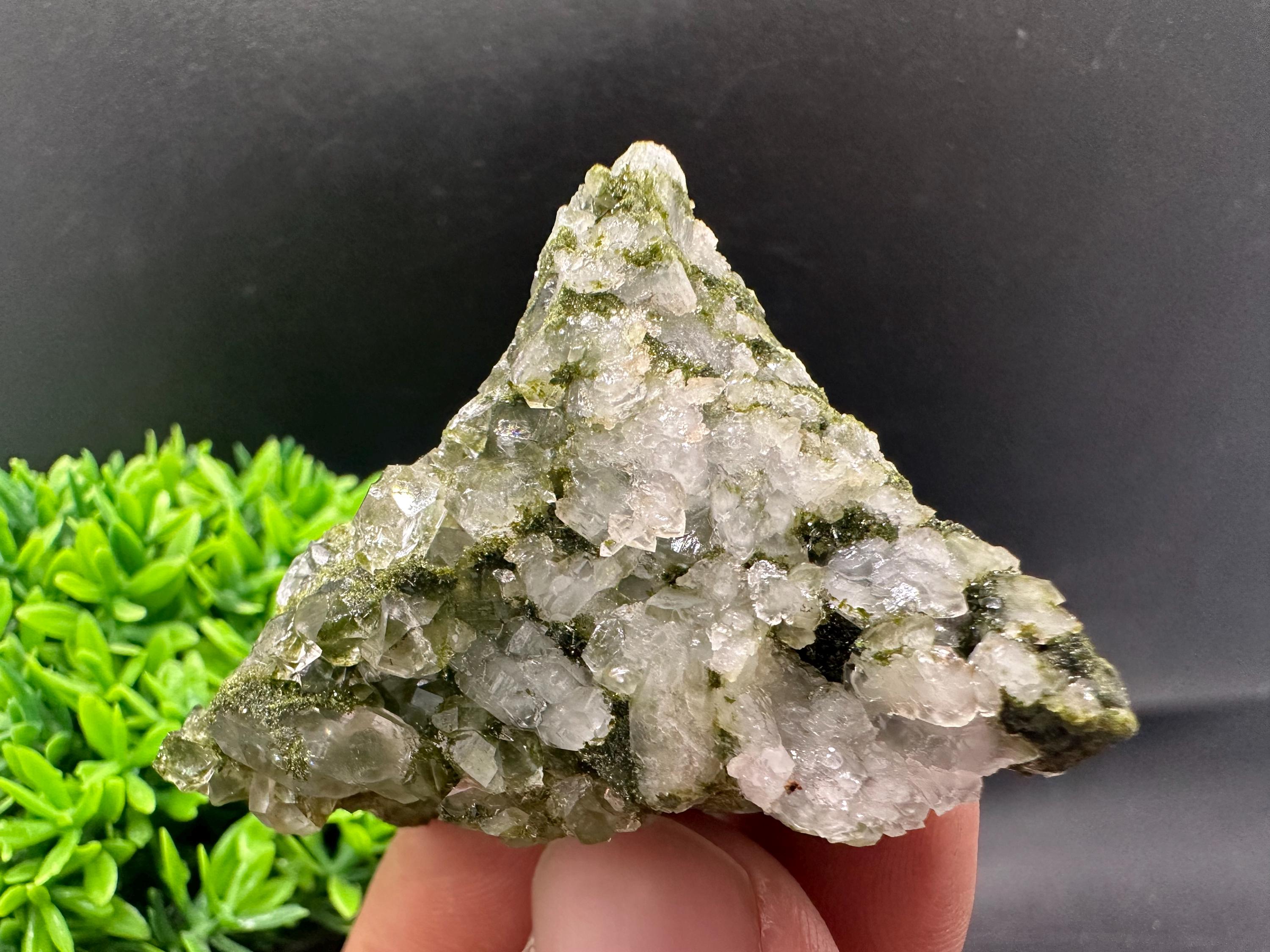 Rare Green Epidote with Quartz Crystals, Eastern Anatolia Turkey