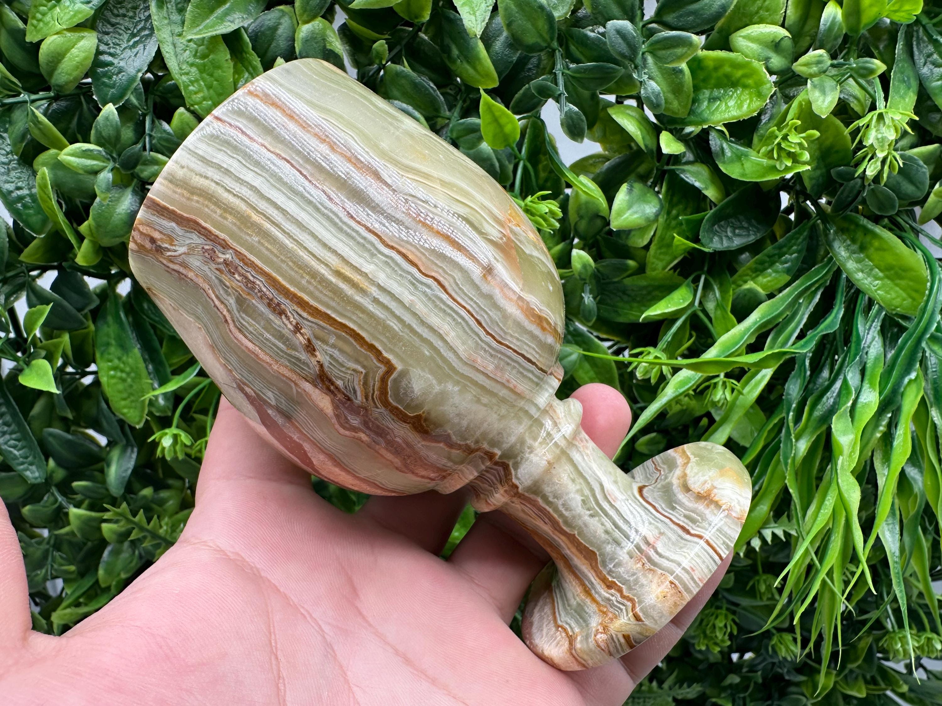 Vintage Onyx Goblet: Natural Stone Wine Cup, Barware