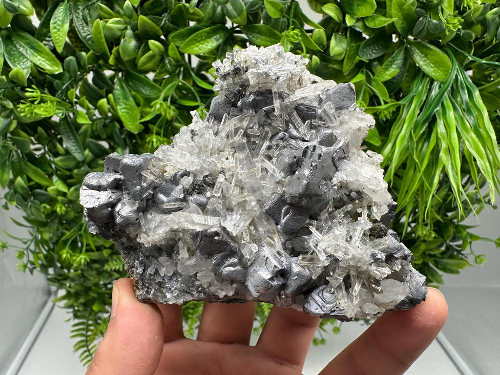 Amazing Galena spinel law on Quartz whit Siderite,from Krushev dol mine,Bulgaria,natural,collection mineral specimen,home decor crystal,souv