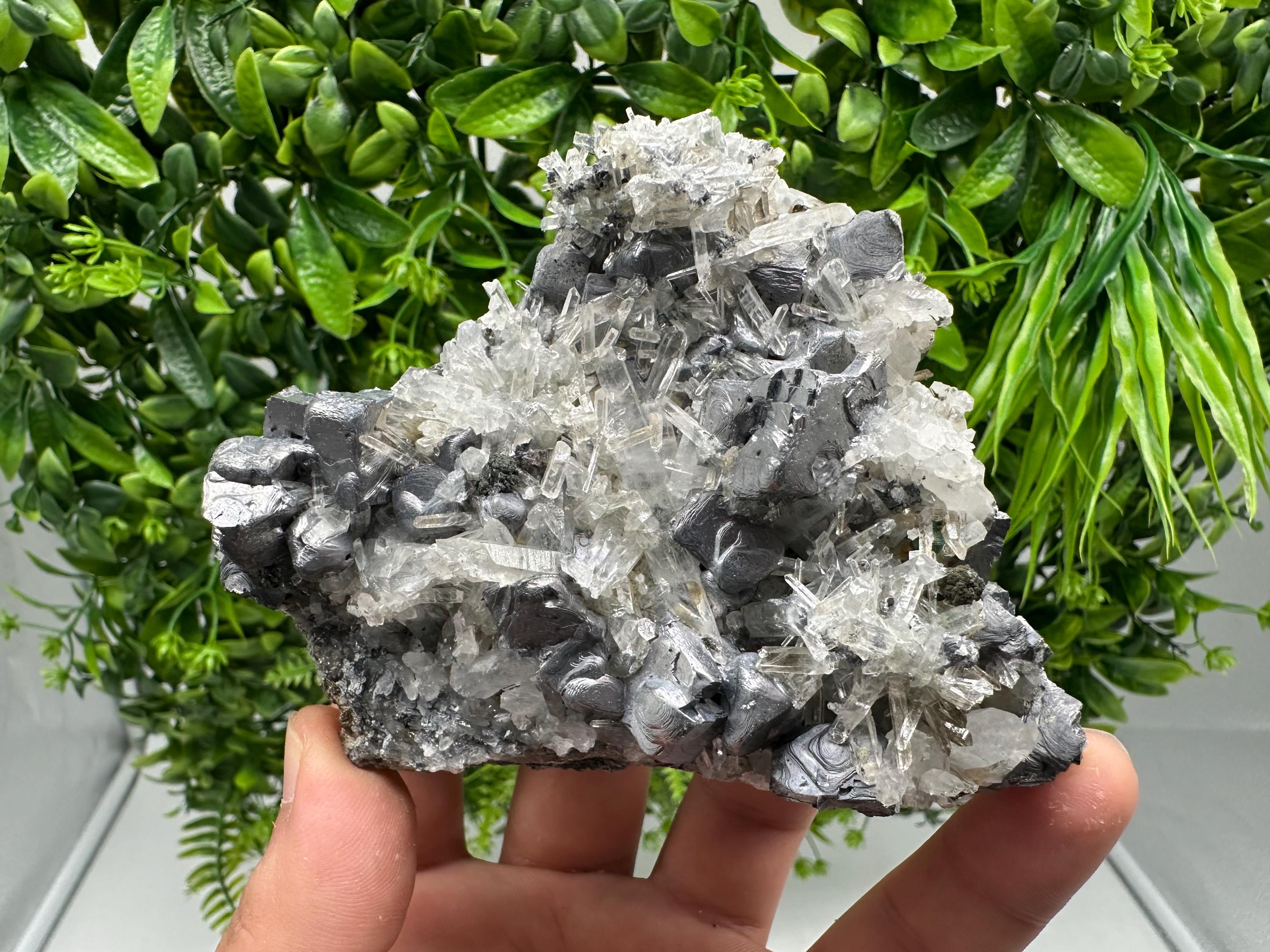 Amazing Galena spinel law on Quartz whit Siderite,from Krushev dol mine,Bulgaria,natural,collection mineral specimen,home decor crystal,souv