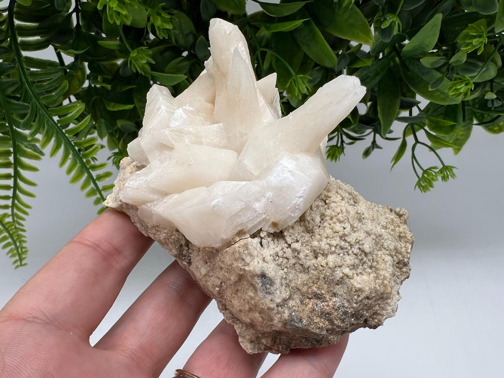 Calcite on Green Quartz: Djurcovo Mine, Bulgaria Healing Crystal