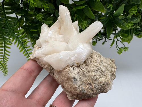 Calcite on Green Quartz: Djurcovo Mine, Bulgaria Healing Crystal