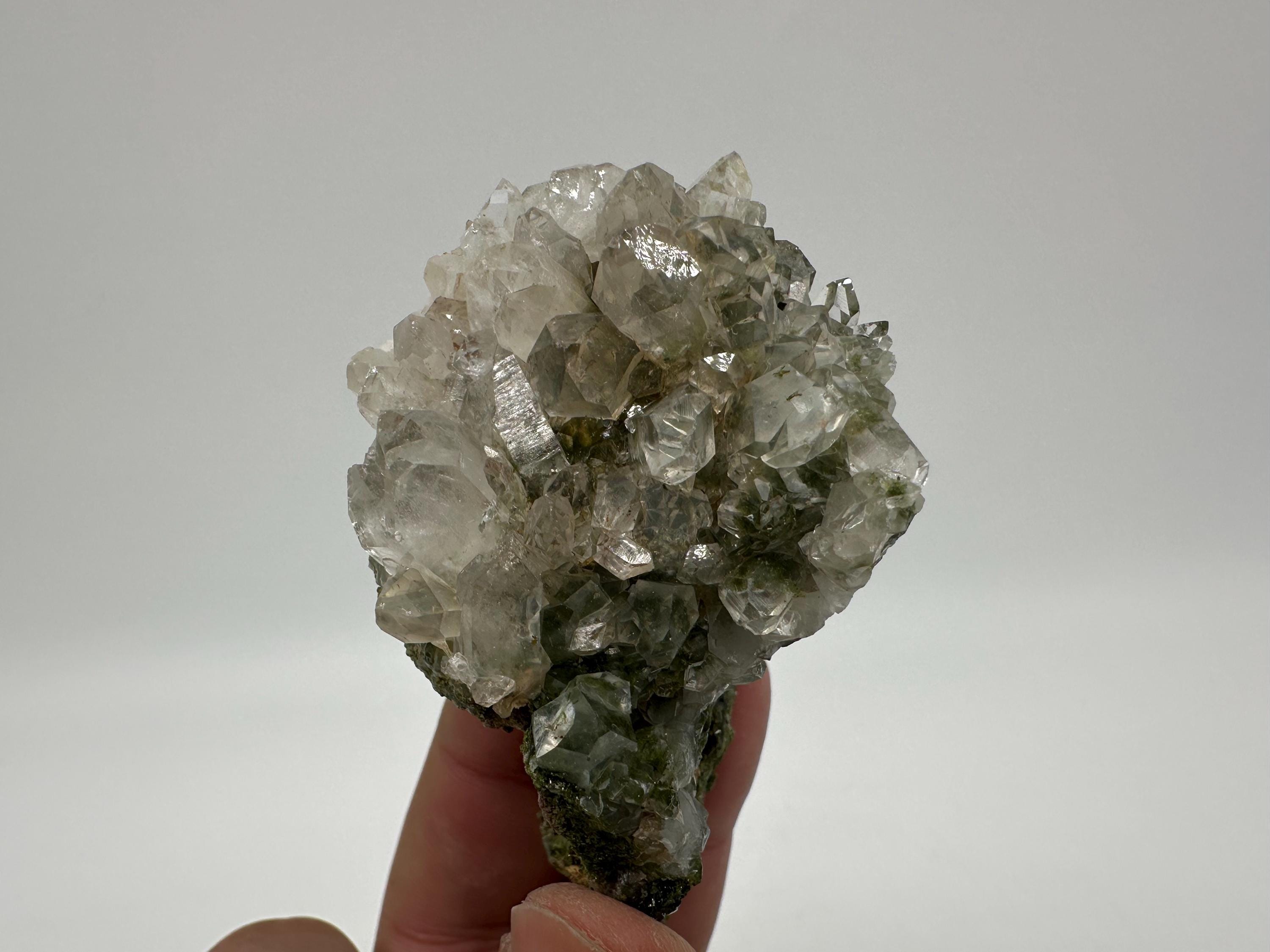 Rare Green Epidote Quartz Crystal Cluster - Eastern Anatolia, Turkey