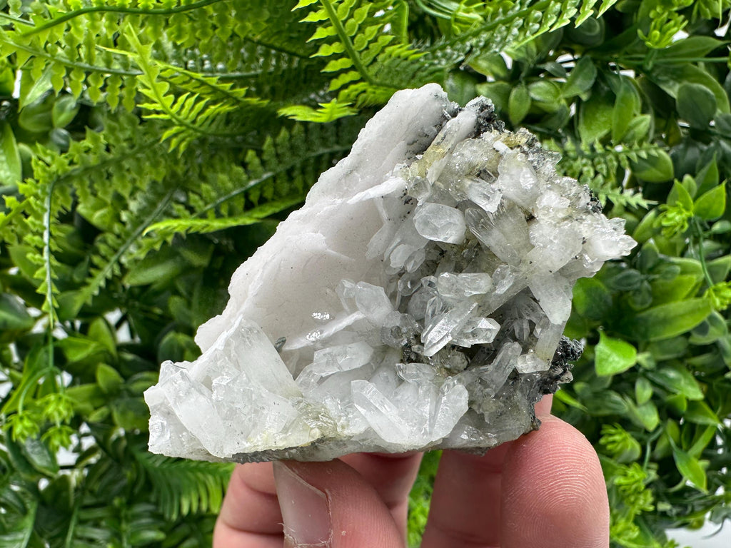 Quartz on Chlorite Matrix with Calcite, Bulgarian Mineral Specimen