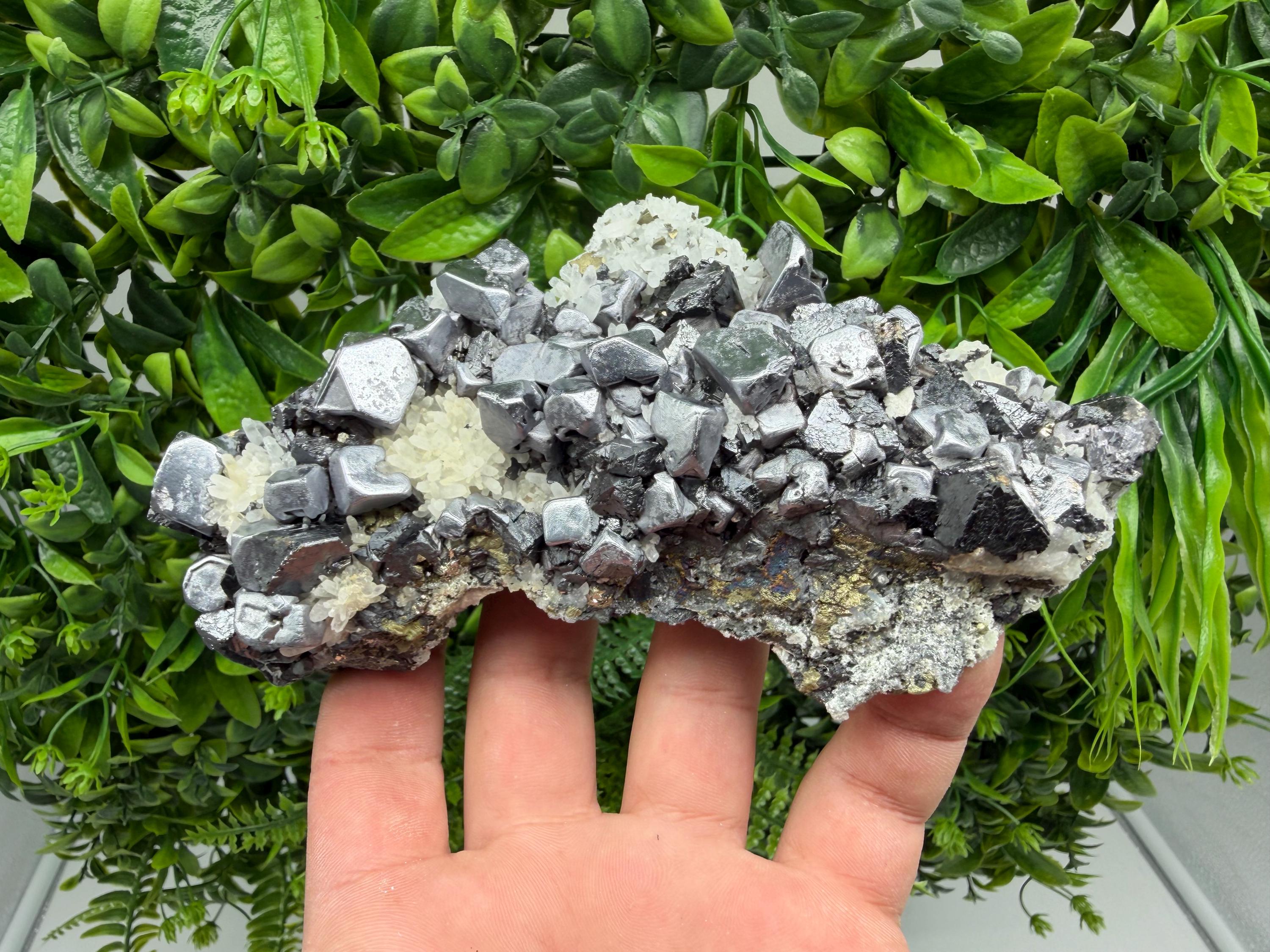 Aesthetic Natural shiny Galena whit Siderite and Quartz from 9 th September mine,Bulgaria,collection specimen,rare galena,Galena cluster