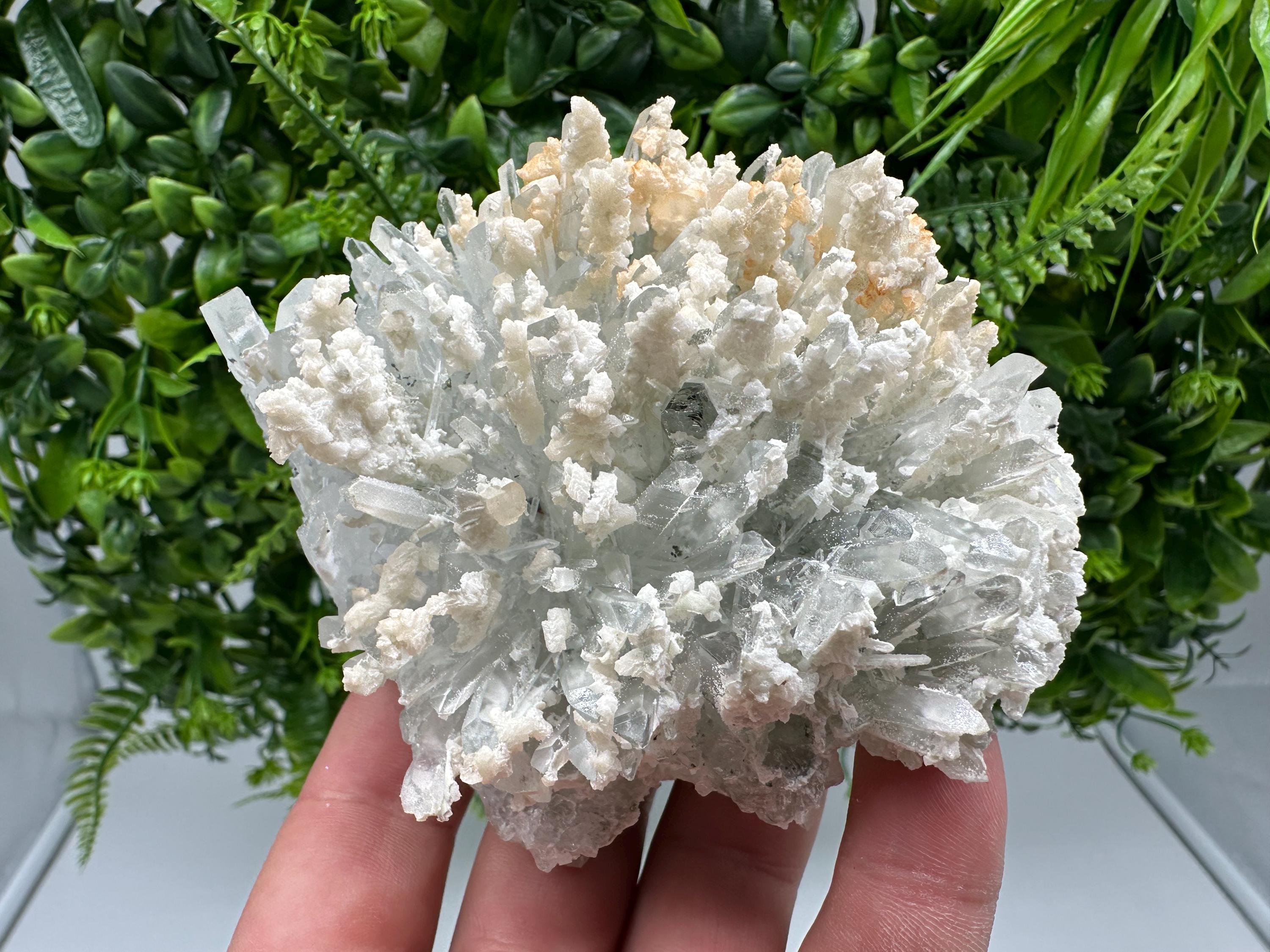 Quartz with Calcite Cluster: Krushev Dol Mine, Bulgaria