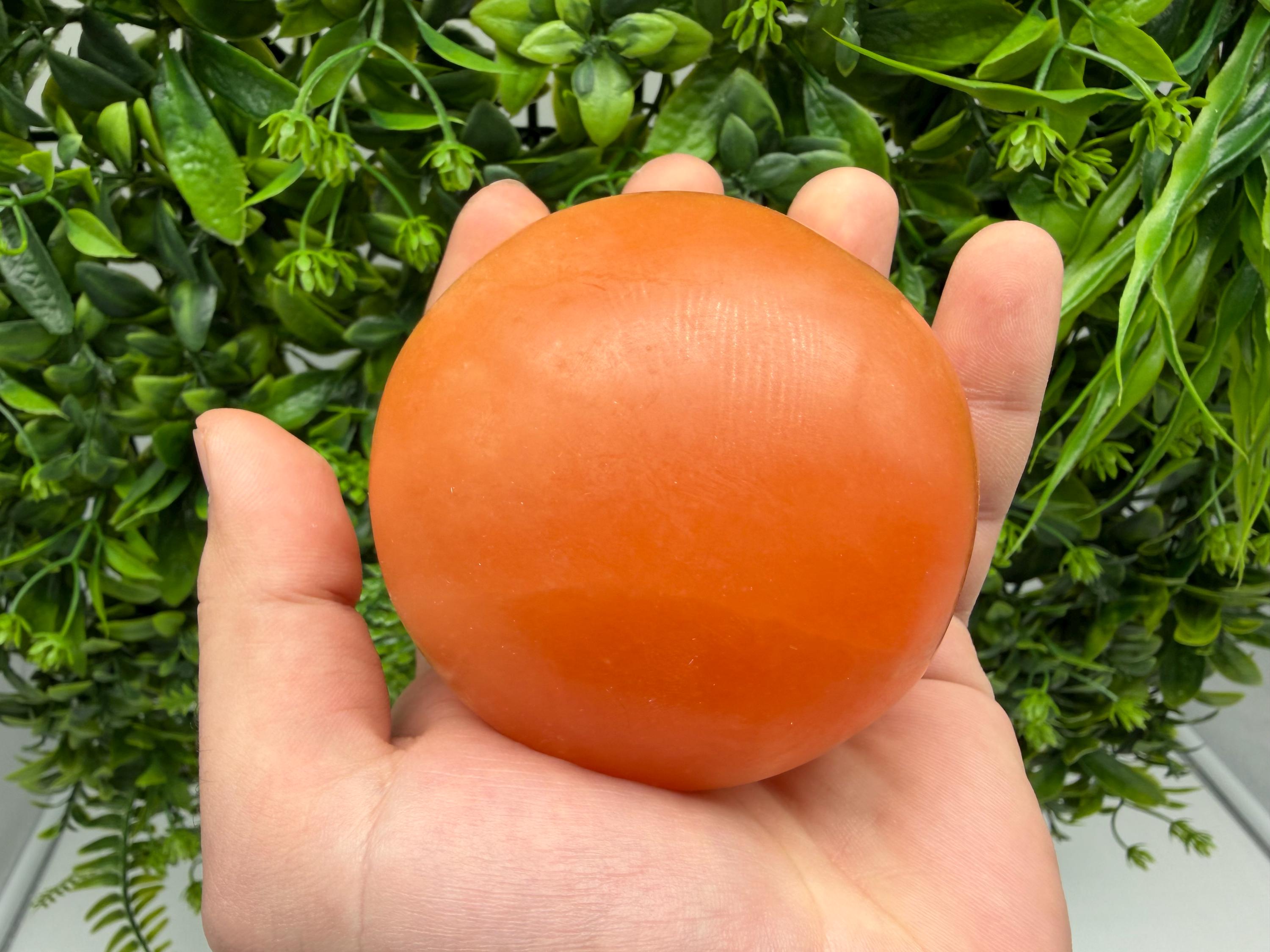Orange Selenite Sphere – Natural Selenite Crystal Ball – Reiki Healing Crystal – Energy Cleansing Stone – Meditation Crystal Spiritual Decor