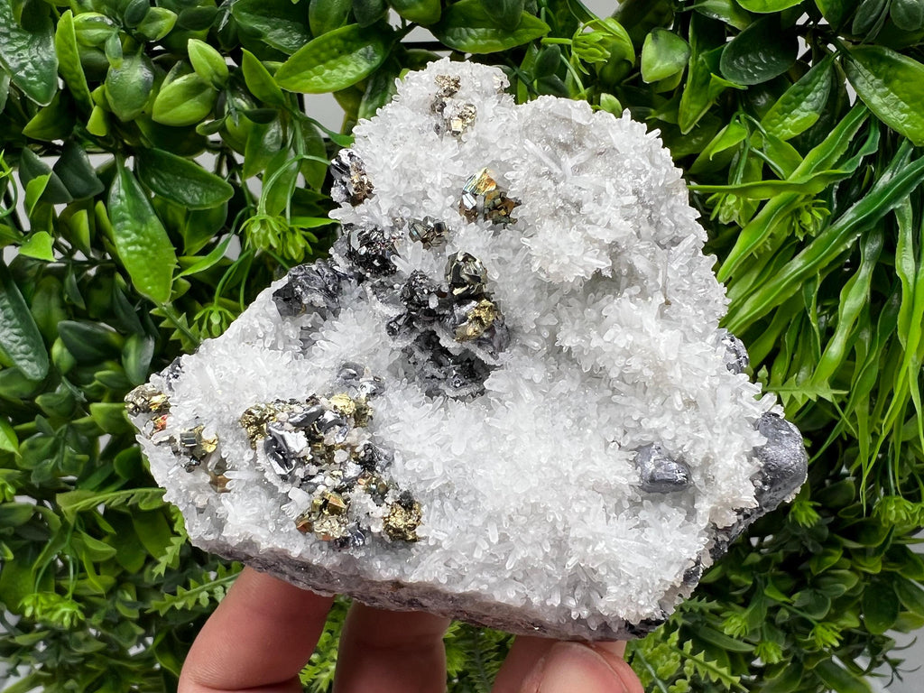 Stunning Galena,Chalcopyrite on Quartz from Krueger dol mine,Madan,Bulgaria,natural,collectible mineral specimen,home decor stone,crystal