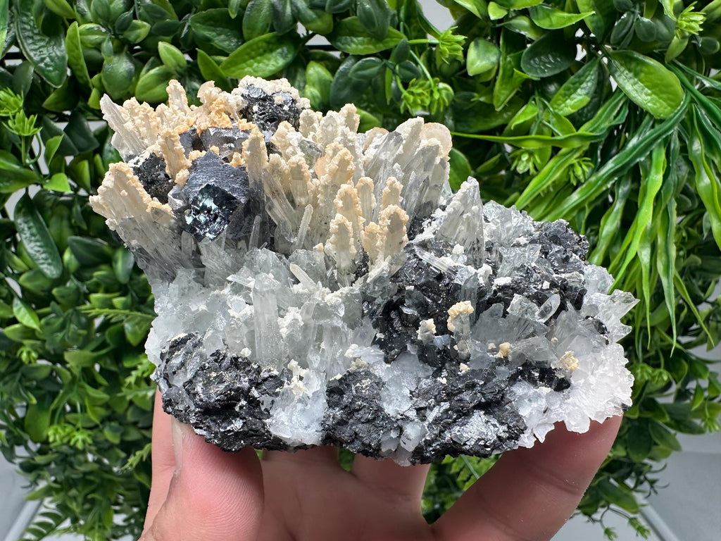 Amazing Galena spinel law on Quartz whit Siderite,from Krushev dol mine,Bulgaria,natural,collection mineral specimen,home decor crystal,souv