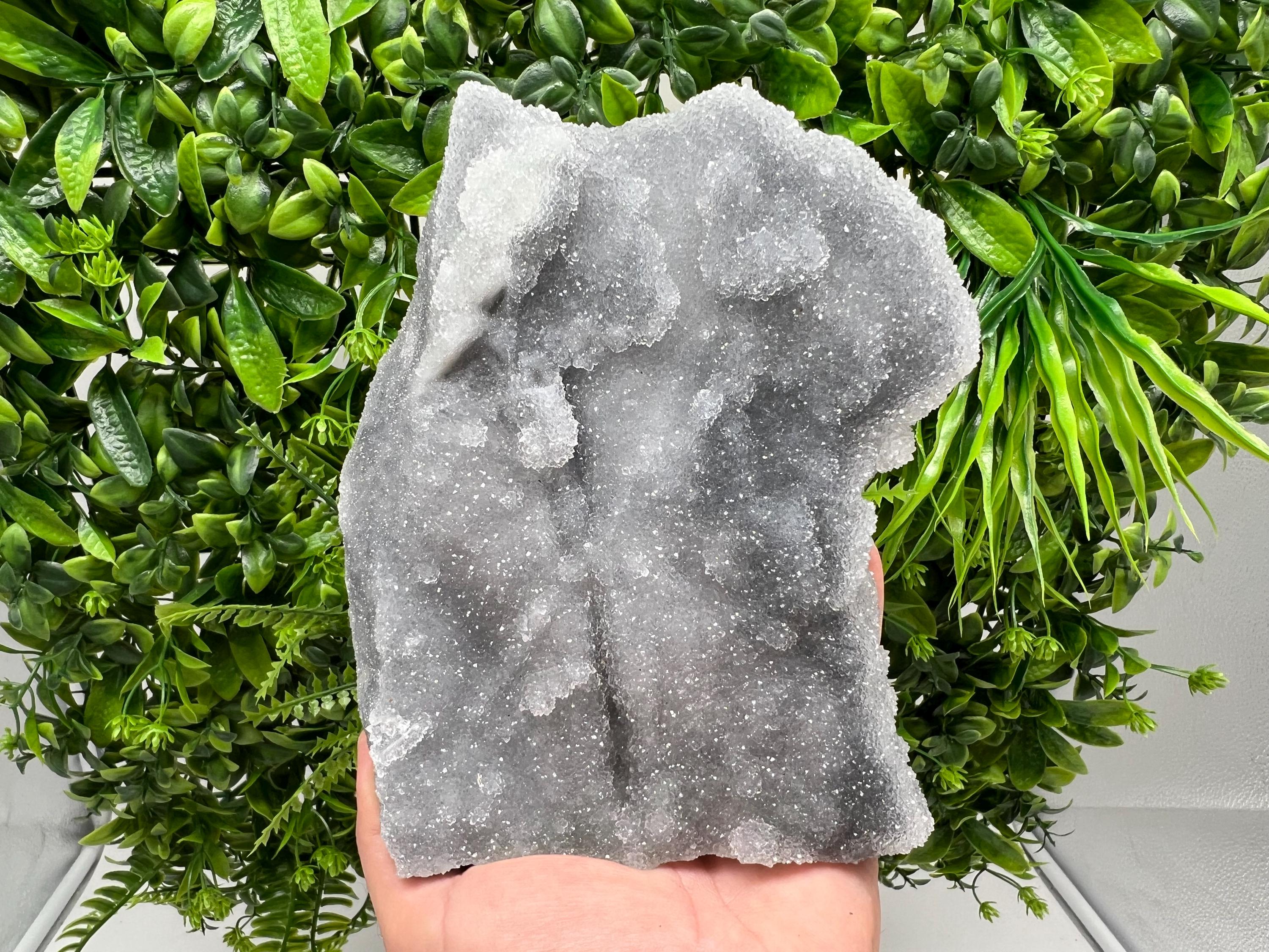 Large Quartz Chalcedony with Chlorite Inclusions: Deep Blue Crystal Decor