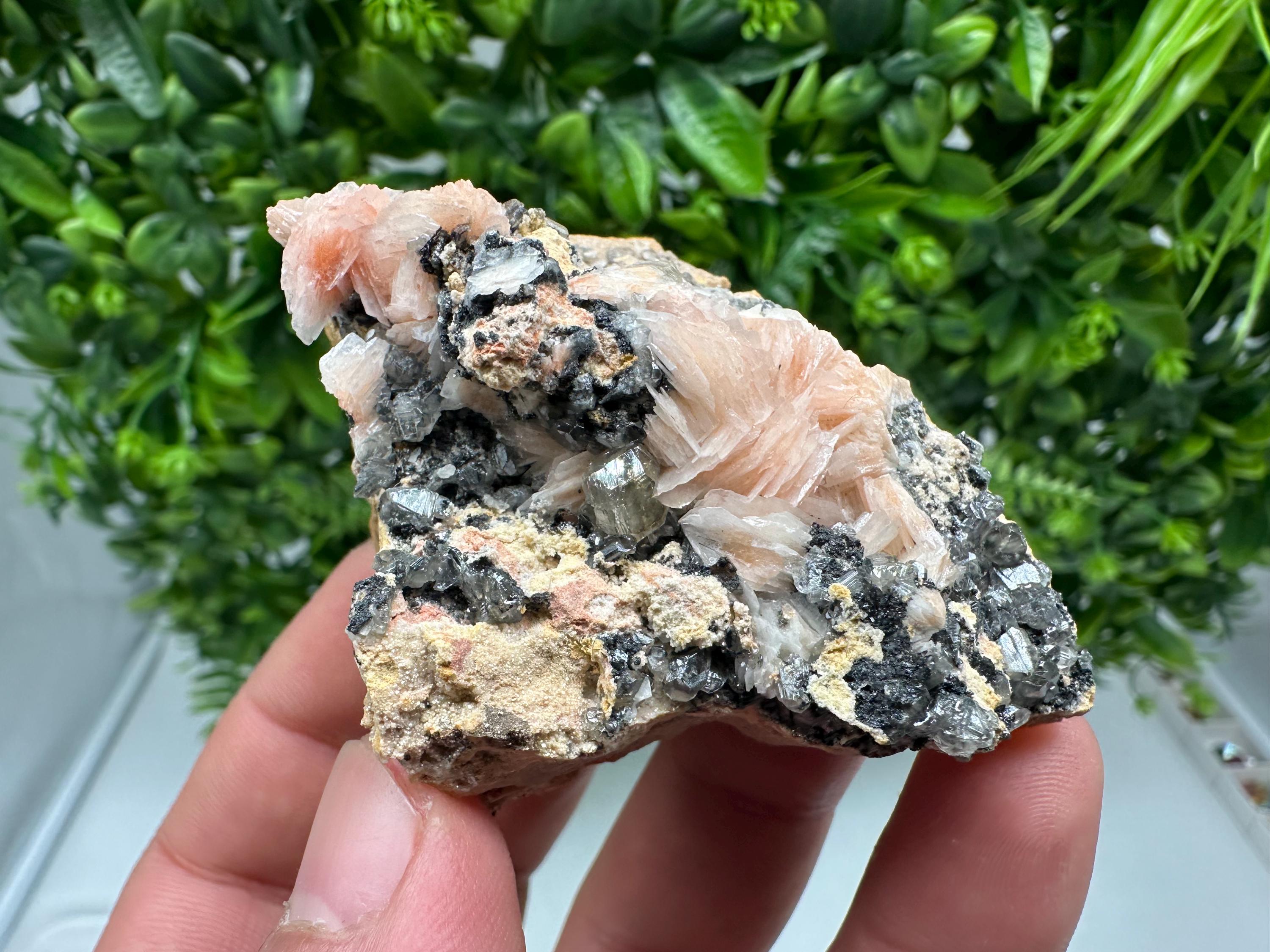 Wonderful Baryte with Cerussite on Galena from Morocco,Crystal, Mineral,Specimen,Cluster,Crystals,Barite Crystal,Cerussite Crystal,Specimen