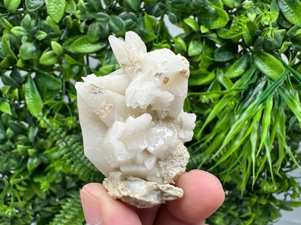 Calcite on Aragonite & Green Quartz: Djurcovo Mine, Bulgaria