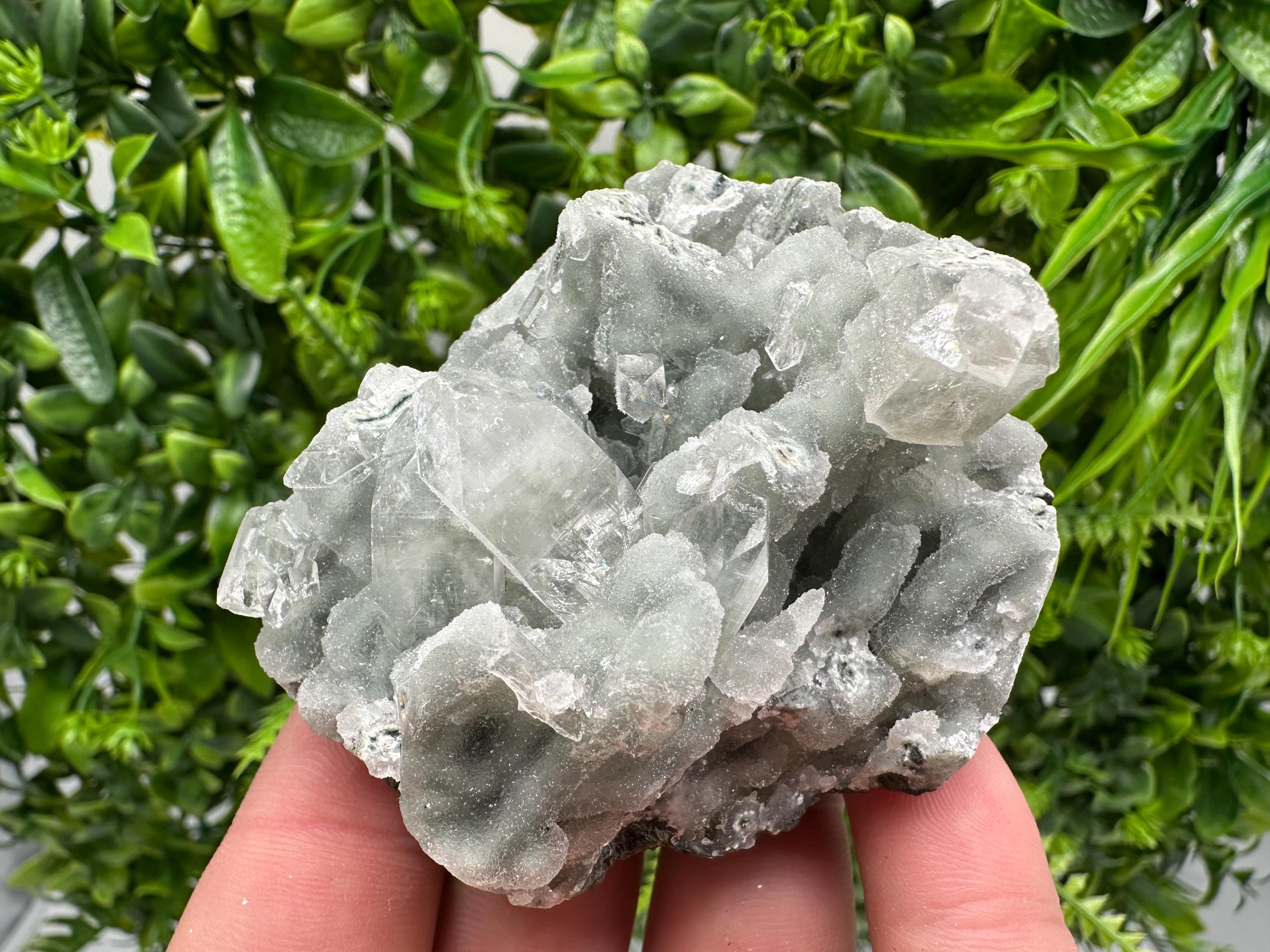 Transparent Apophyllite on Chalcedony, Natural India Mineral Specimen