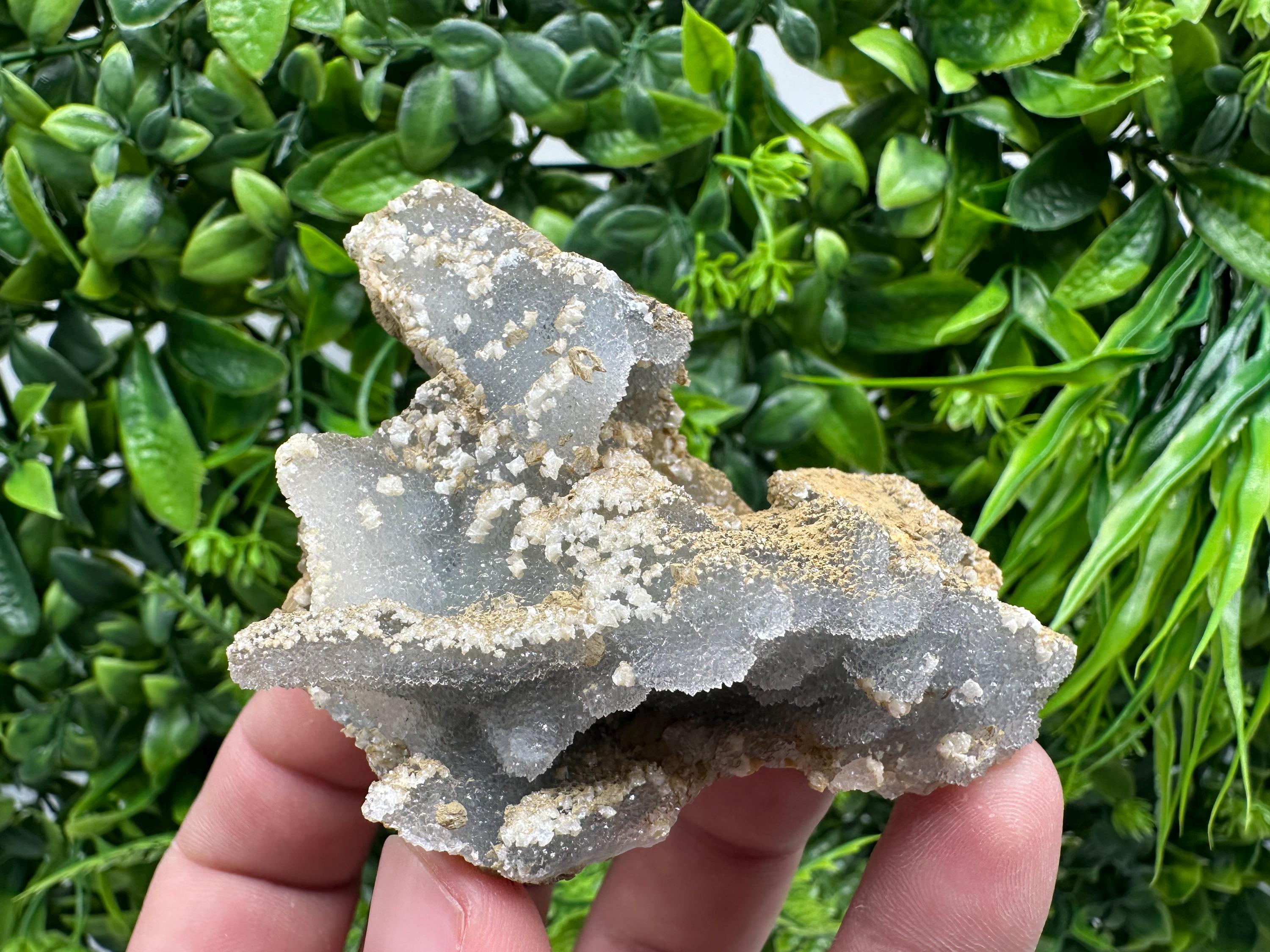 Blue Chalcedony Quartz with Chlorite Inclusions: Krushev Dol Mine Crystal