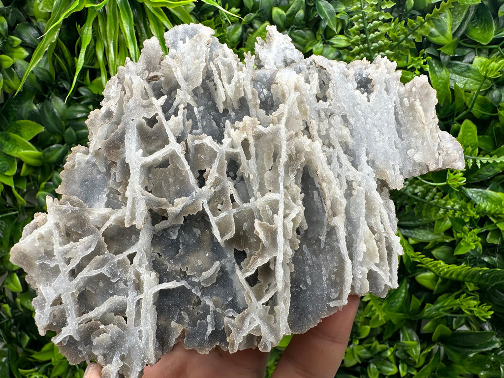 Blue Quartz Chalcedony with Chlorite, Bulgaria Crystal Decor Stone