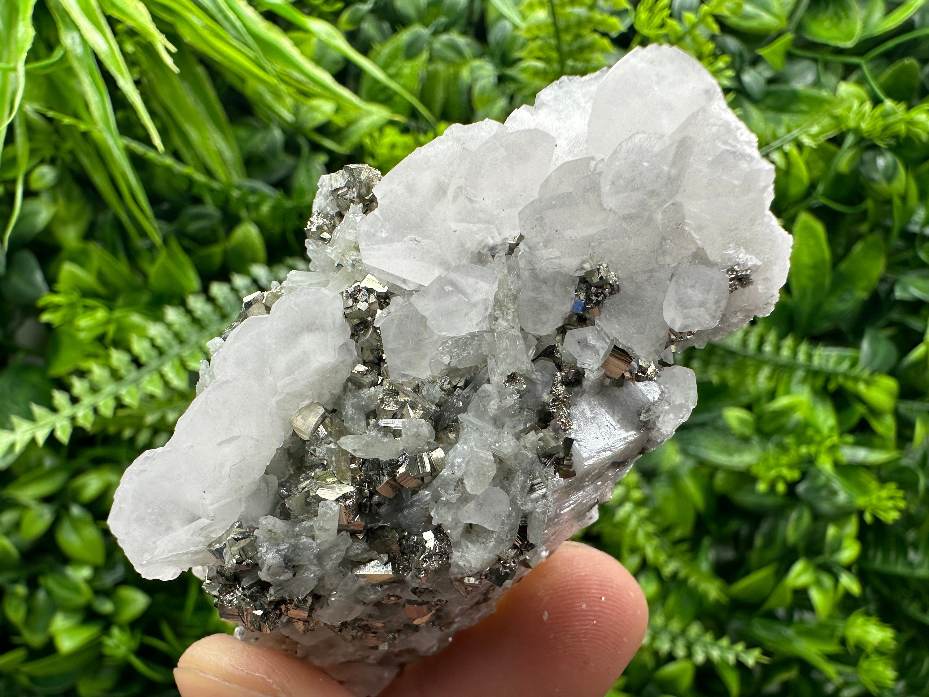 Pyrite Calcite on Quartz, Borieva Bulgaria Mineral Specimen, Home Decor