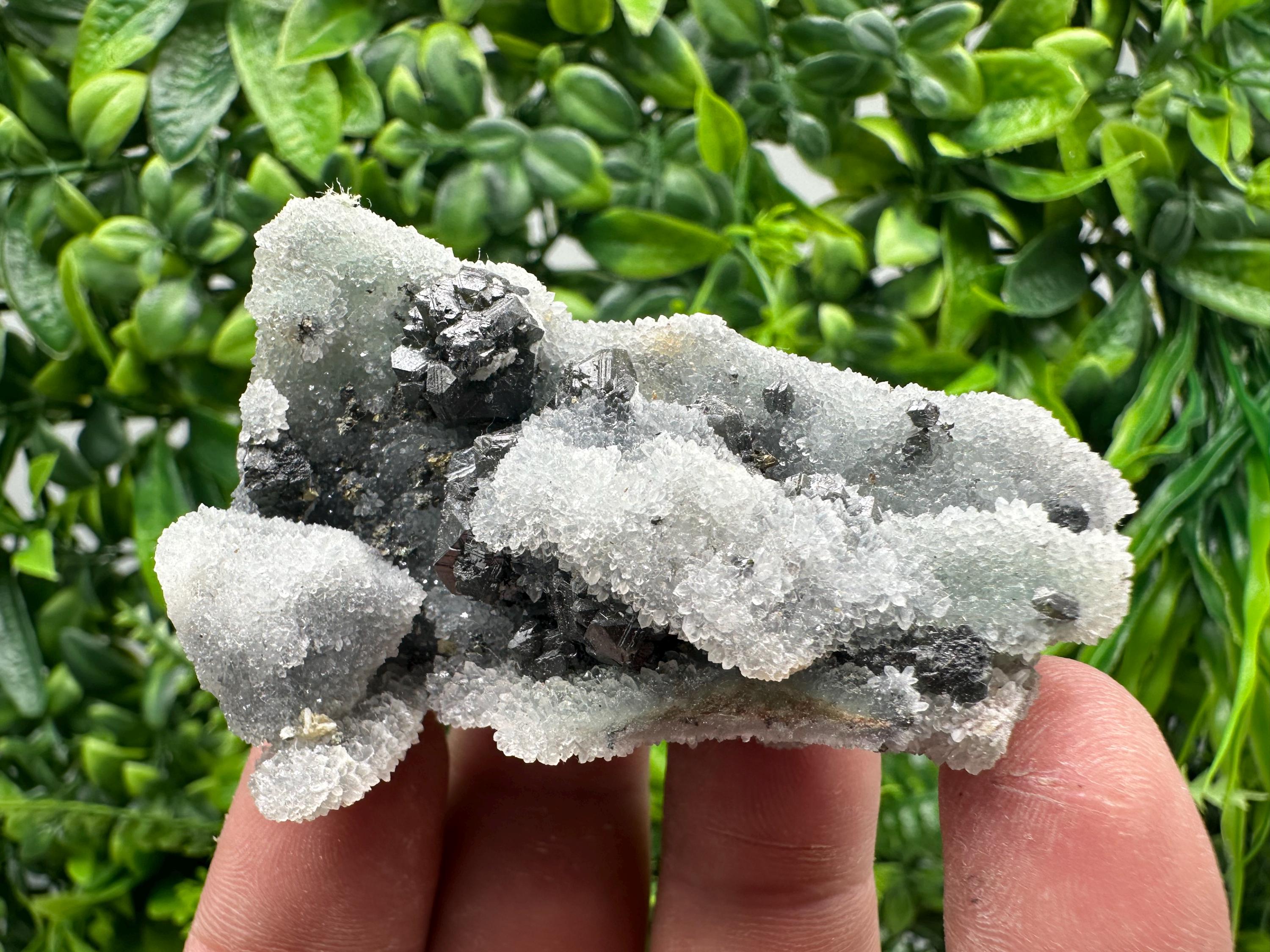 Sphalerite on Green Chalcedony, Krushev Dol Mineral Specimen