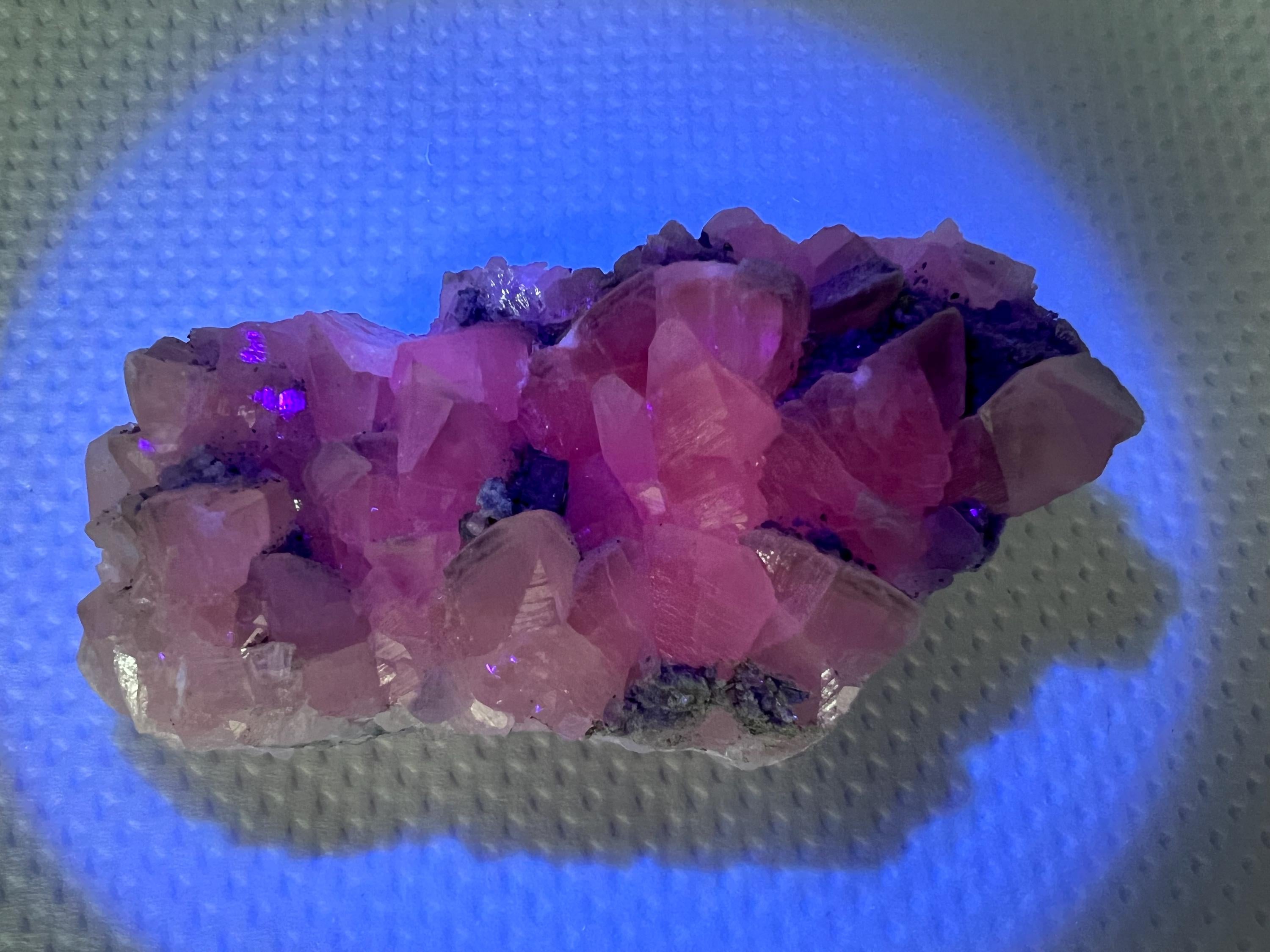 UV Reactive Mangano Calcite Crystal: Androvo Mine, Bulgaria