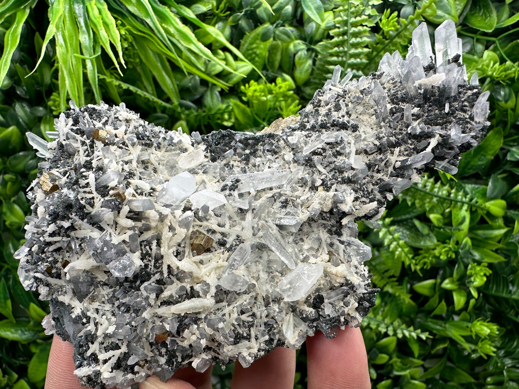 Calcite Pyrite Quartz Cluster: Chlorite Minerals, Bulgaria