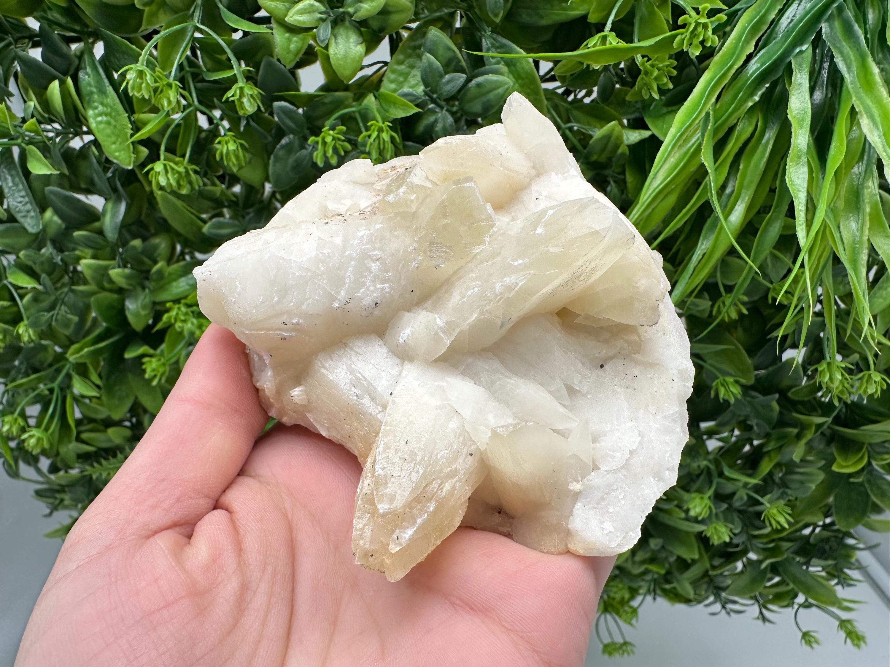 Calcite on Green Quartz: Laki Bulgaria Healing Crystal