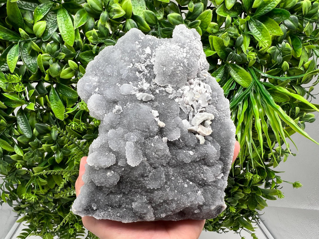 Large Quartz Chalcedony with Chlorite Inclusions: Deep Blue Crystal Decor