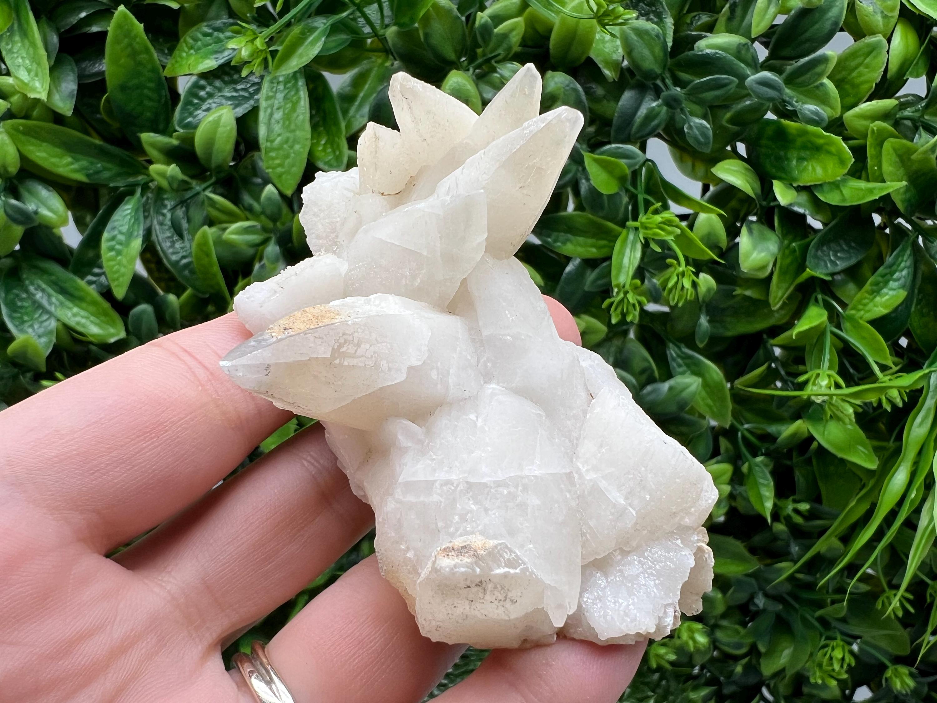 Calcite on Green Quartz: Laki Bulgaria Healing Crystal