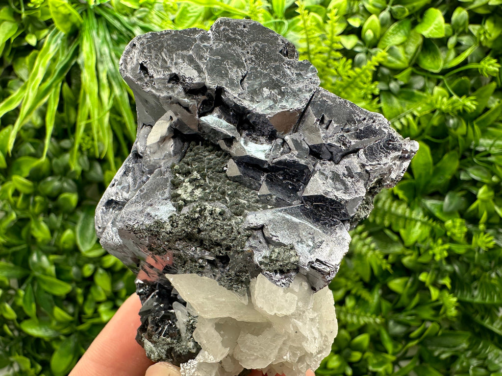 Skeletal Galena, Calcite, Sphalerite, and Chlorite Mineral Specimen
