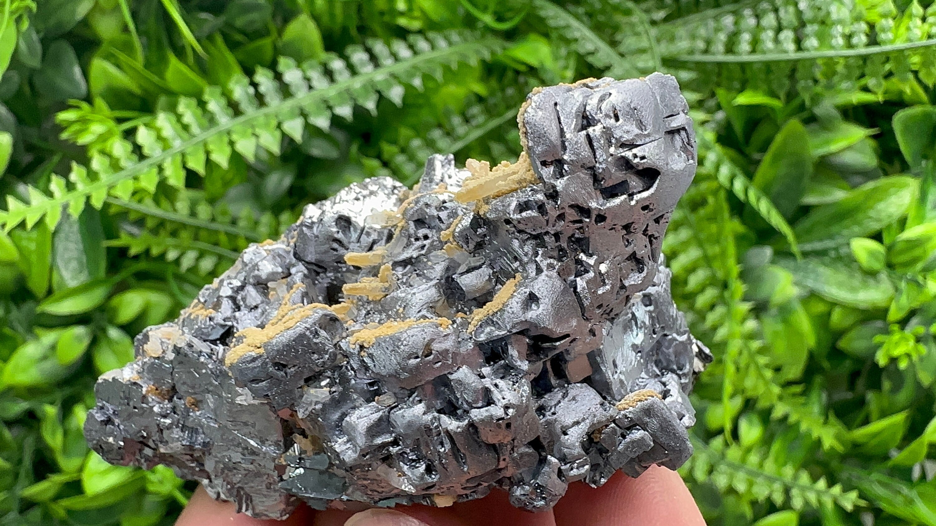 Shiny Galena Cluster with Siderite and Quartz, Bulgaria Mineral Specimen