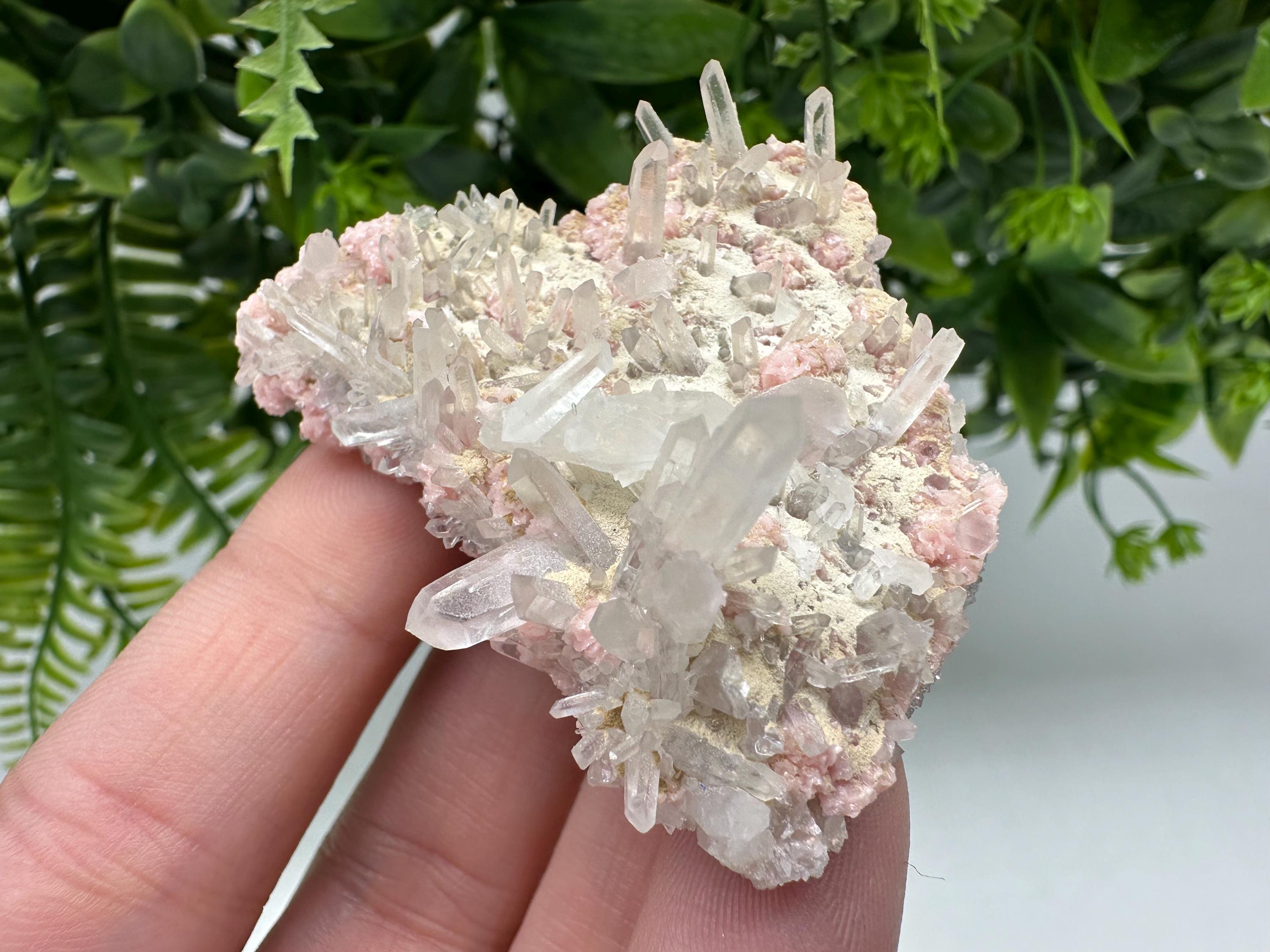 Rhodochrosite with Quartz Crystals, Starnica Mine, Bulgaria