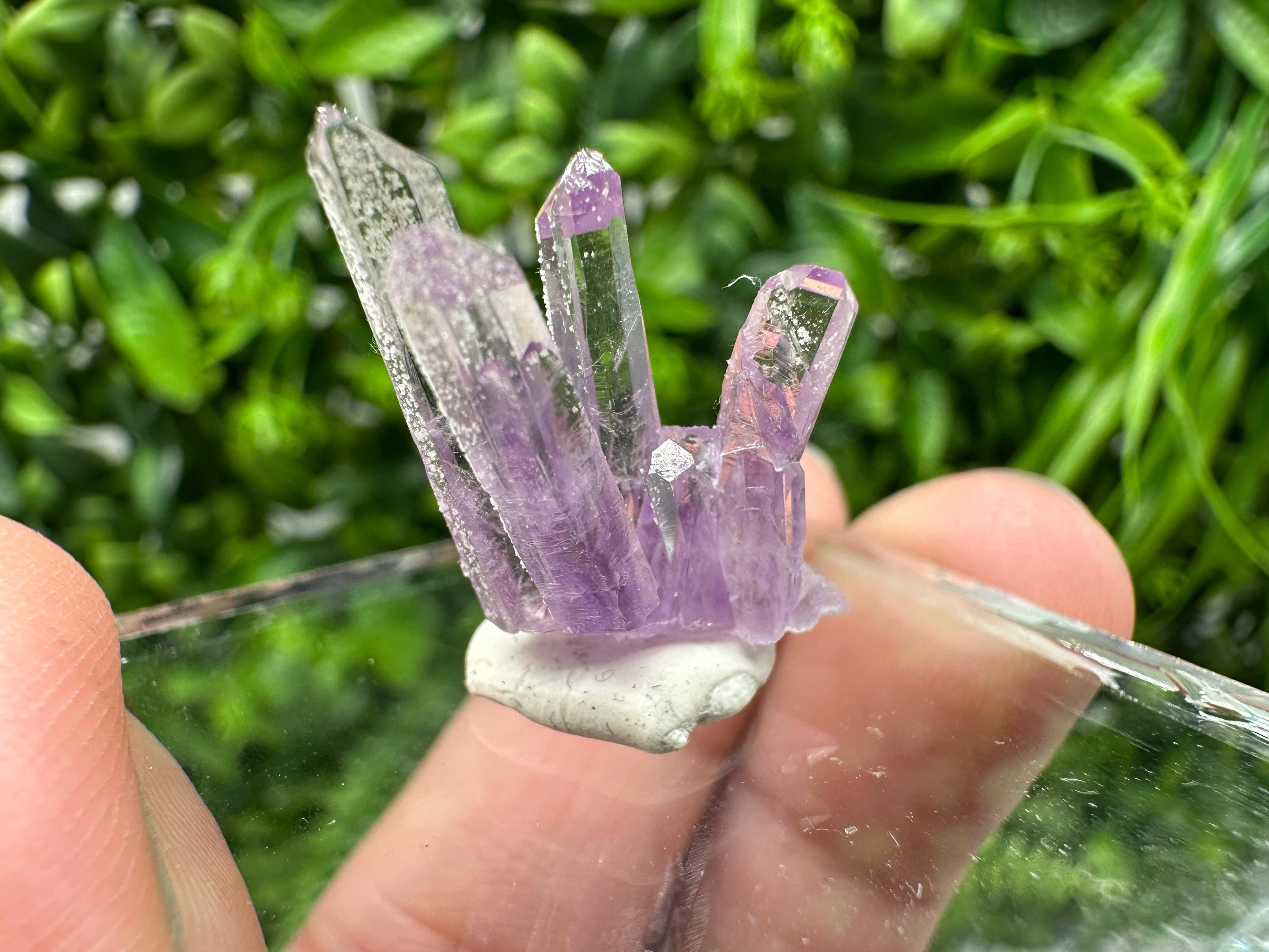 Phantom Amethyst Crystal with Cerussite, Bulgarian Mineral Specimen