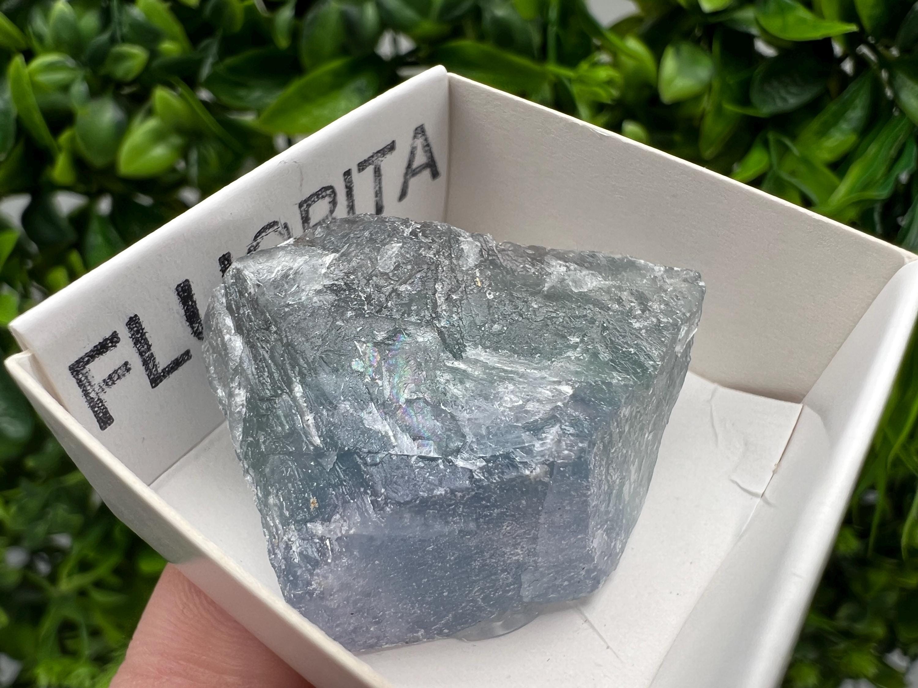 Rare Rainbow Fluorite Cube: Raw Mexican Crystal, Meditation Stone