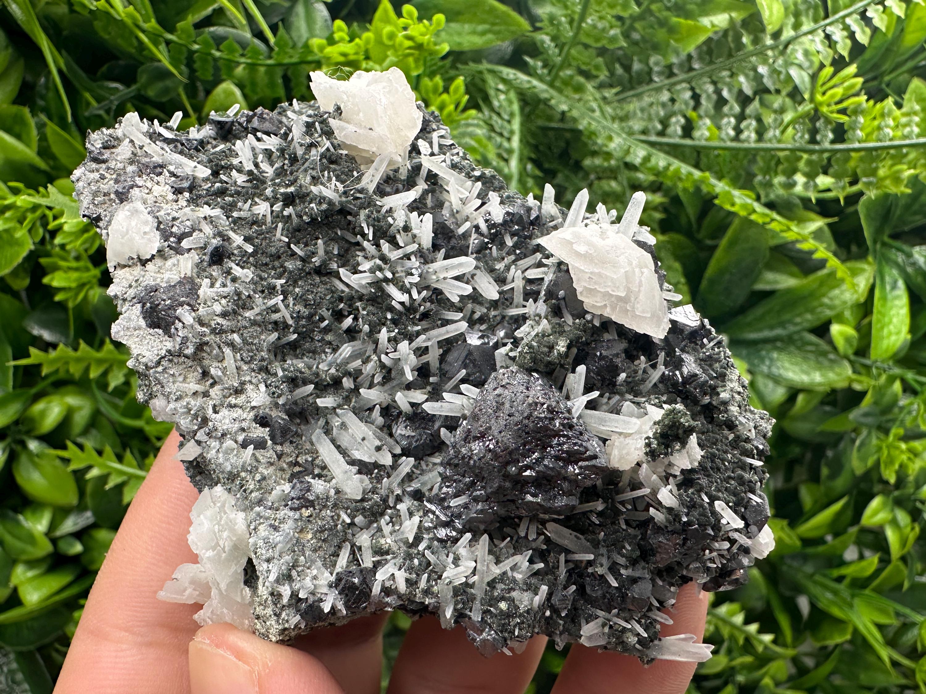 Sphalerite on Quartz Cluster, Borieva Mine Mineral Specimen