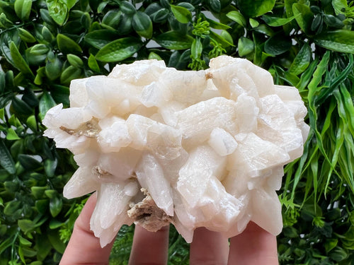 Calcite on Green Quartz: Djurcovo Mine, Bulgaria Healing Crystal