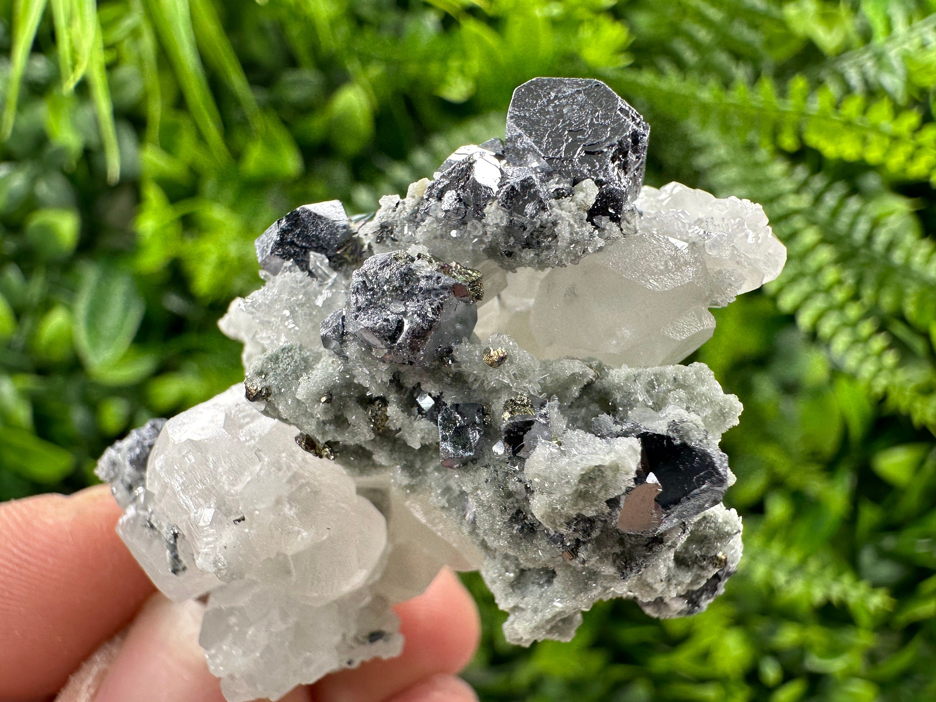 Galena Chalcopyrite on Calcite and Quartz, Borieva Bulgaria