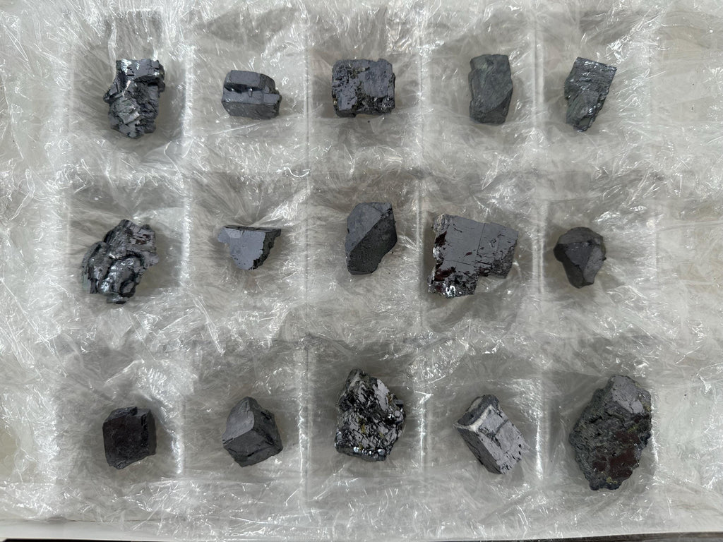 Shiny Galena Cluster Chunks: Madan Bulgaria Minerals (Set of 15)