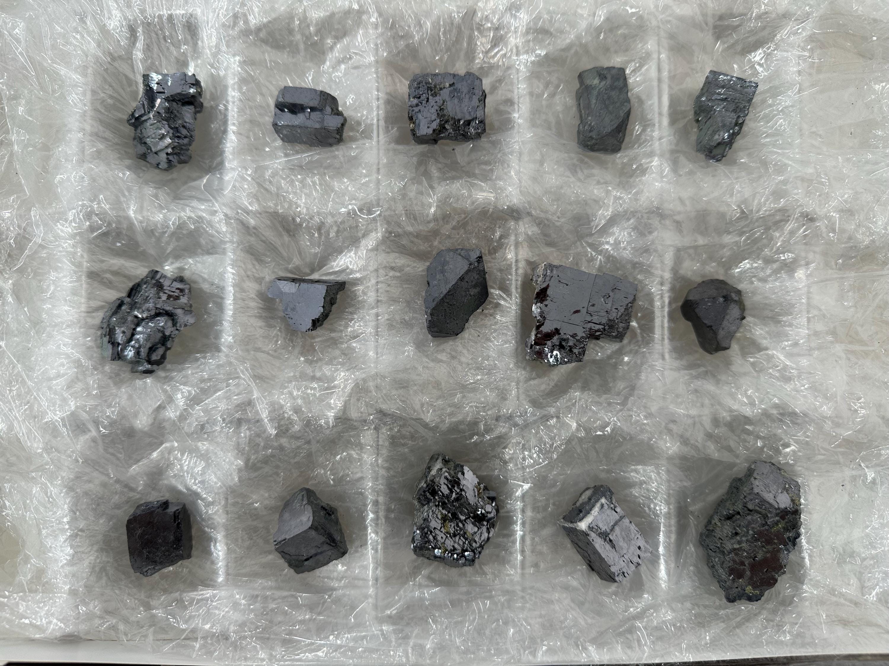 Shiny Galena Cluster Chunks: Madan Bulgaria Minerals (Set of 15)