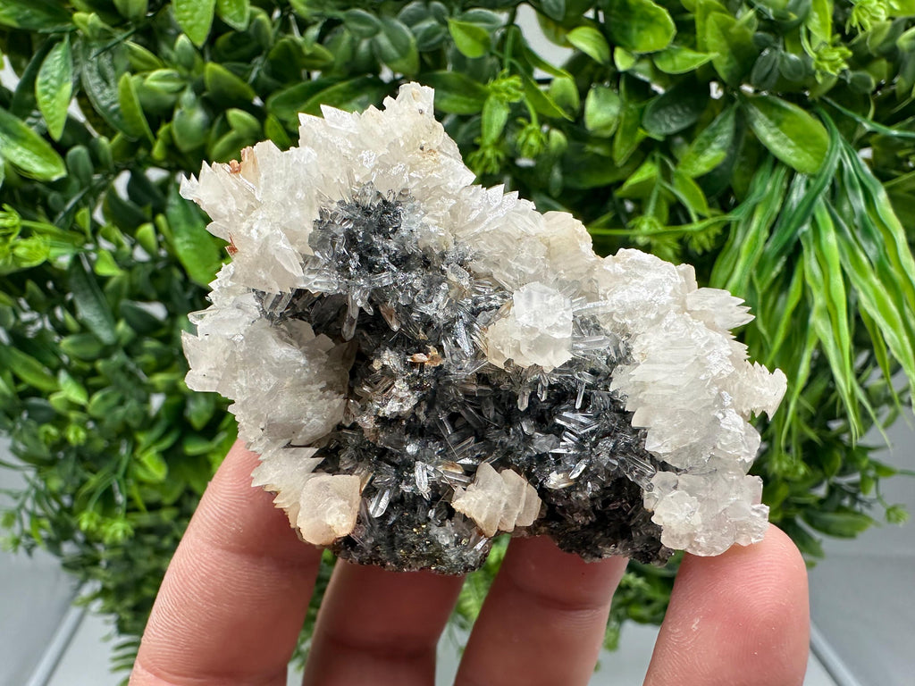 Quartz Crystal with Calcite and Chlorite - Borieva Mine, Bulgaria