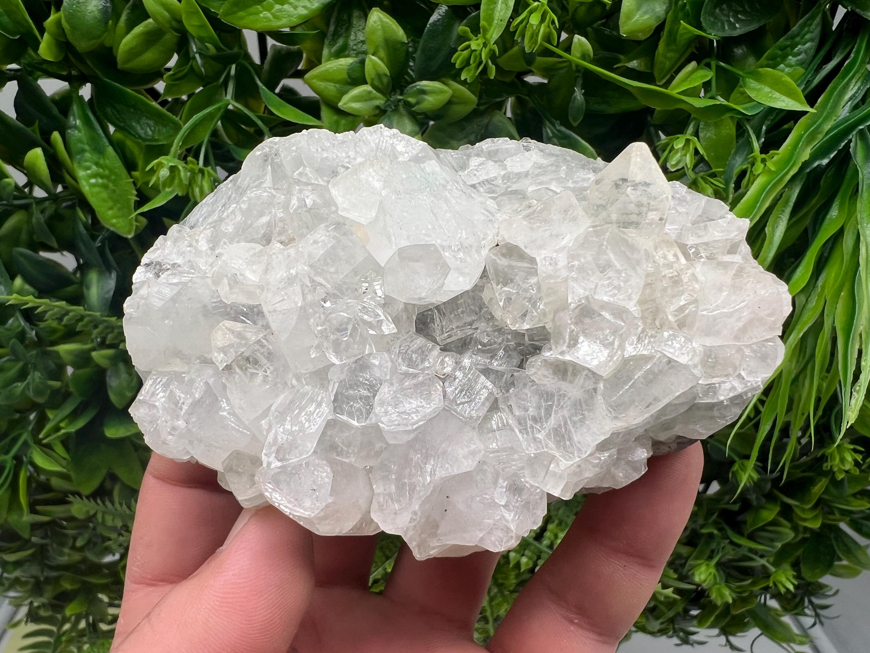 Apophyllite on Chalcedony Specimen: Transparent Crystal, India Minerals