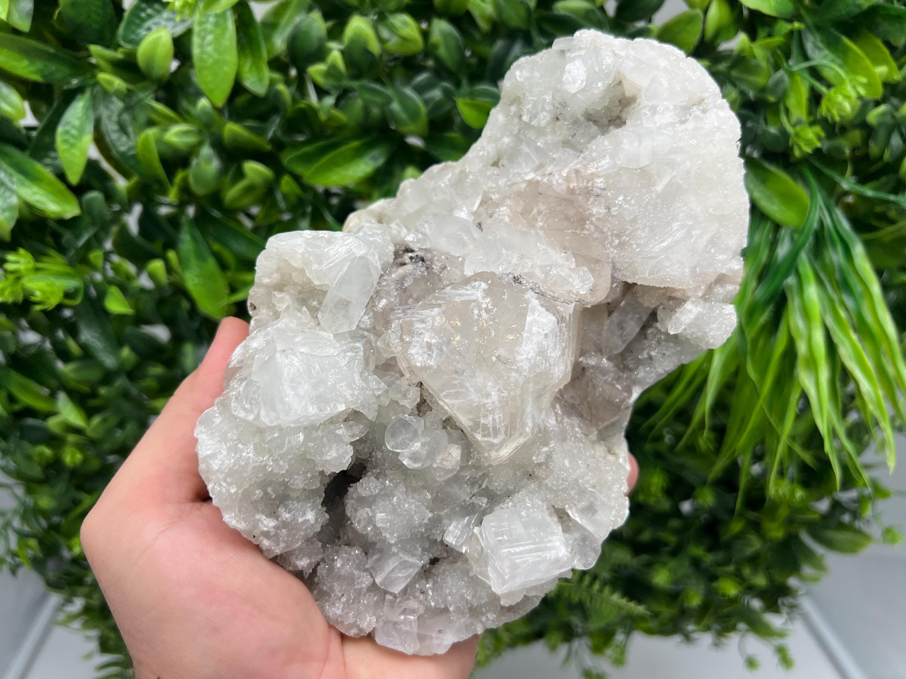 Apophyllite Stilbite Chalcedony Specimen: Natural India Minerals Crystal