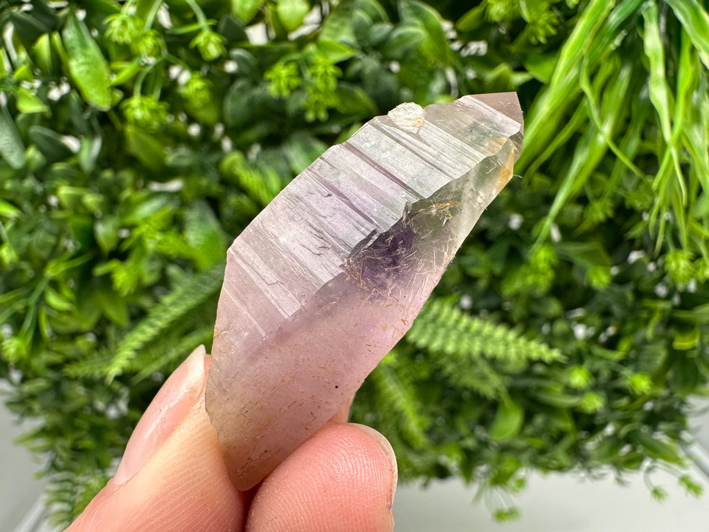Phantom Amethyst Crystal with Cerussite, Bulgarian Mineral Specimen