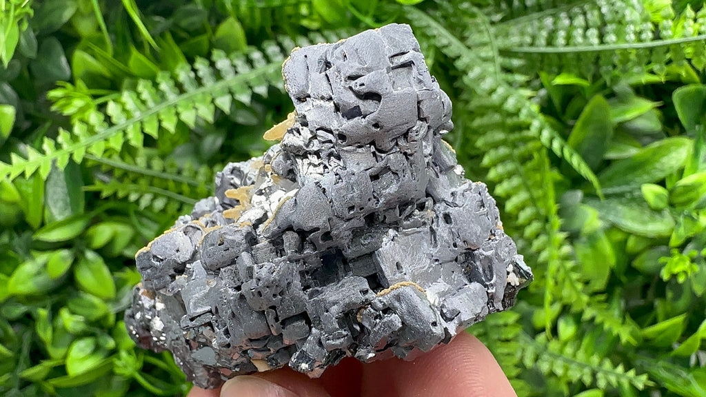 Shiny Galena Cluster with Siderite and Quartz, Bulgaria Mineral Specimen