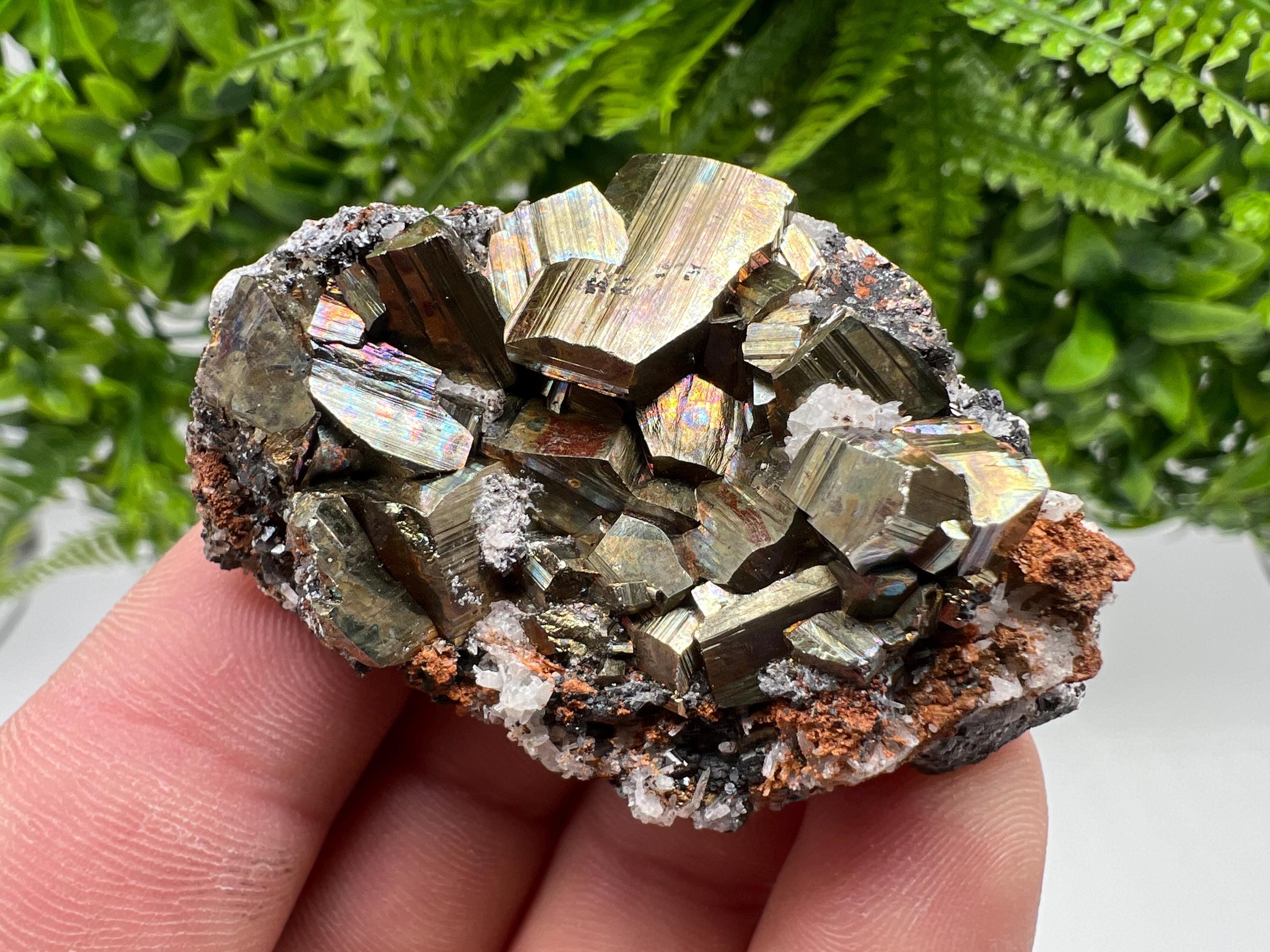 Pyrite with Hematite and Sphalerite on Quartz, Bulgaria Mineral Specimen