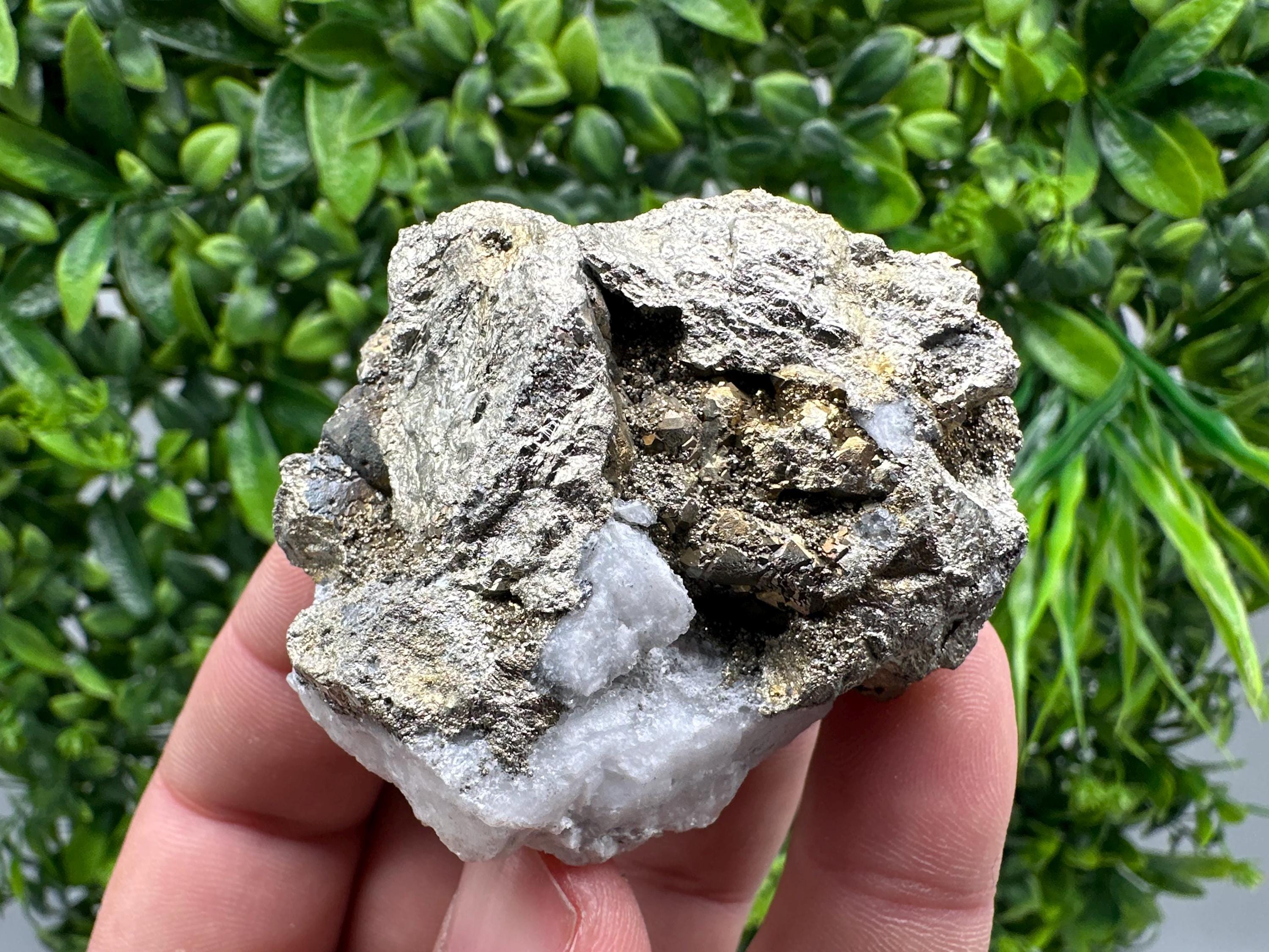 Chalcopyrite, Marcasite on Chalcedony: Androvo Mine Barite Cluster
