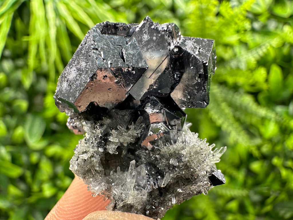 Galena on Needle Quartz, Borieva Mine Crystal