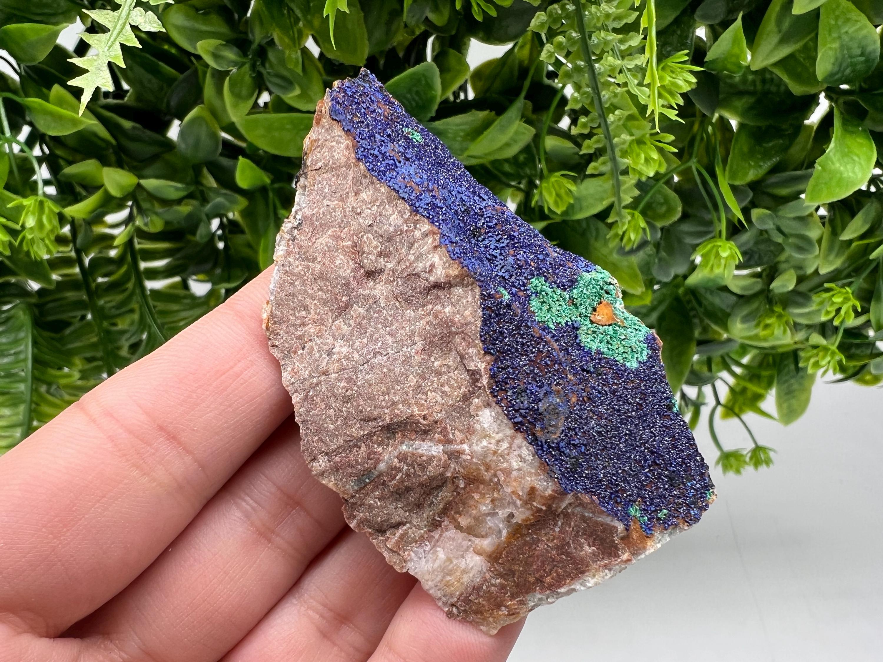 Azurite Malachite Mineral Specimen: Moroccan Blue-Green Crystal, Collector Stone
