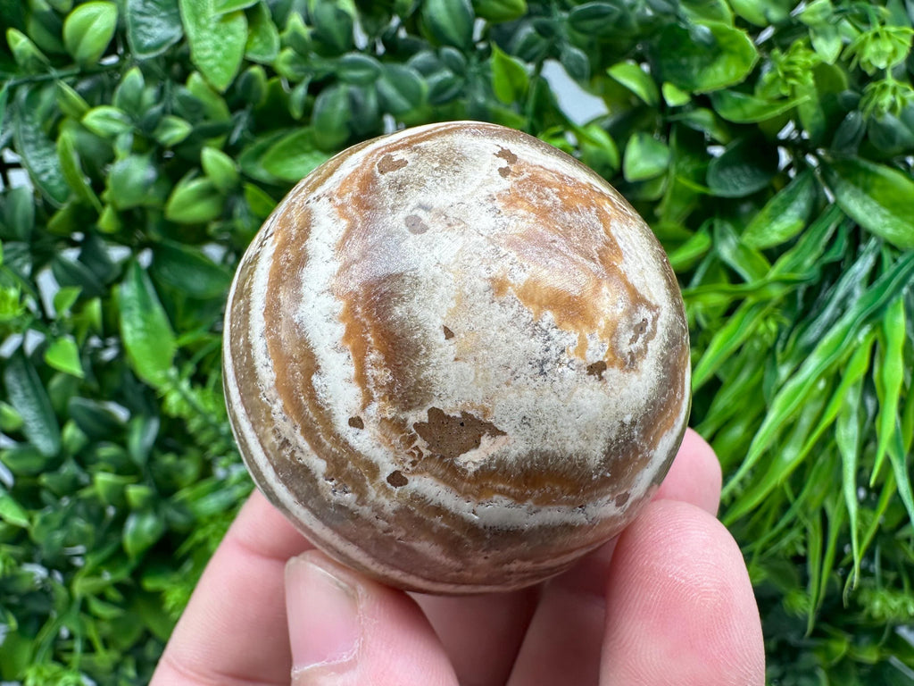 Polished Aragonite Stone Sphere: Handmade Home Decor, Healing Crystal Ball