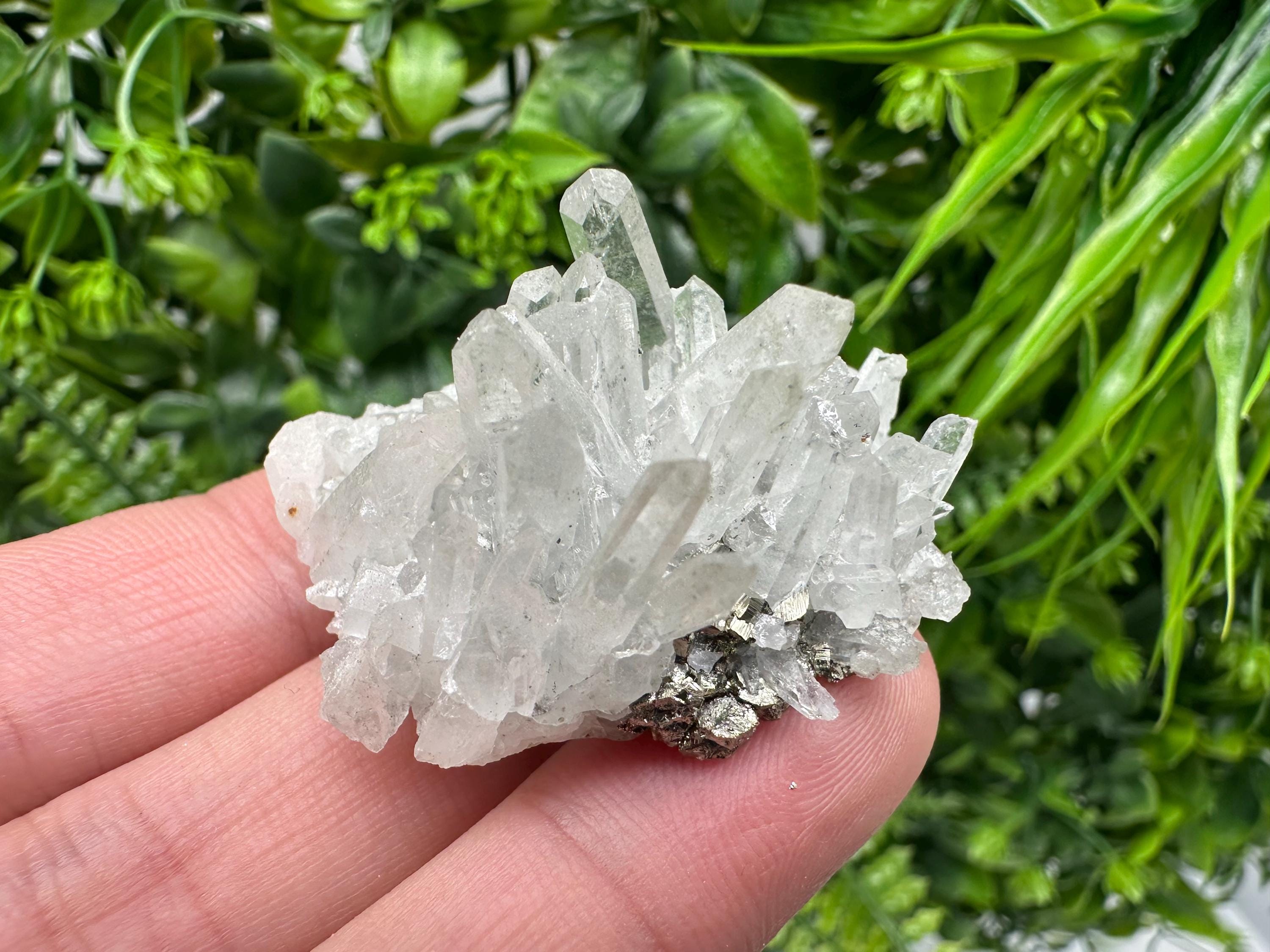 Pyrite on Green Quartz, Bulgaria Mineral Specimen, Home Decor Stone